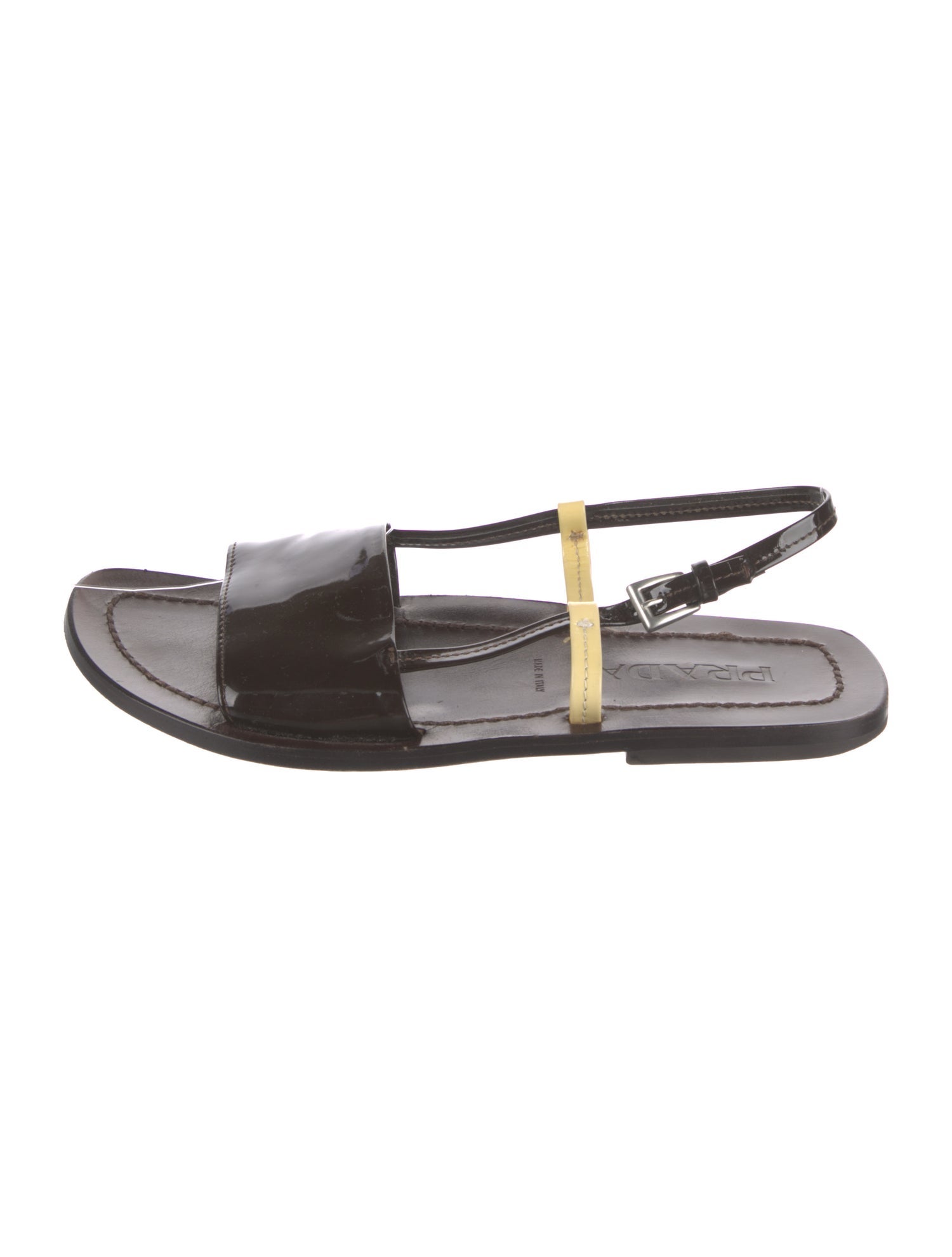 Prada Leather Cutout Accent Sandals