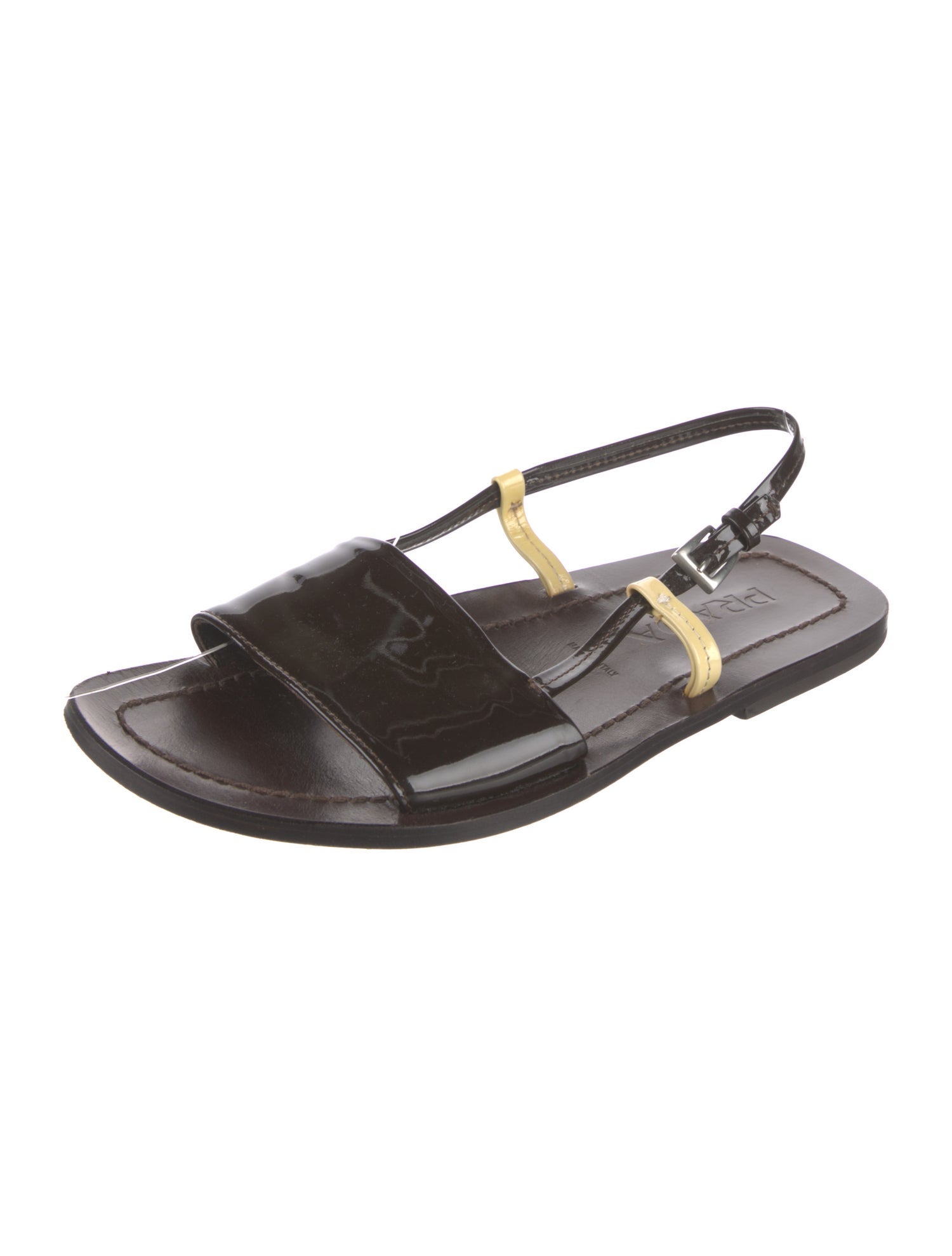 Prada Leather Cutout Accent Sandals