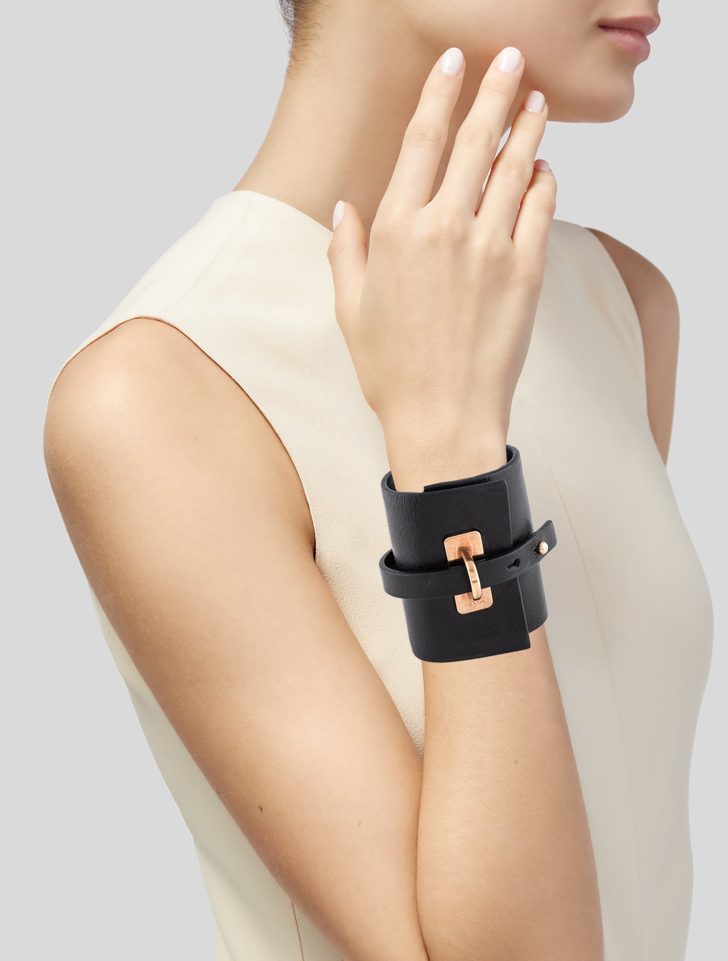 Prada Leather Wrap Bracelet