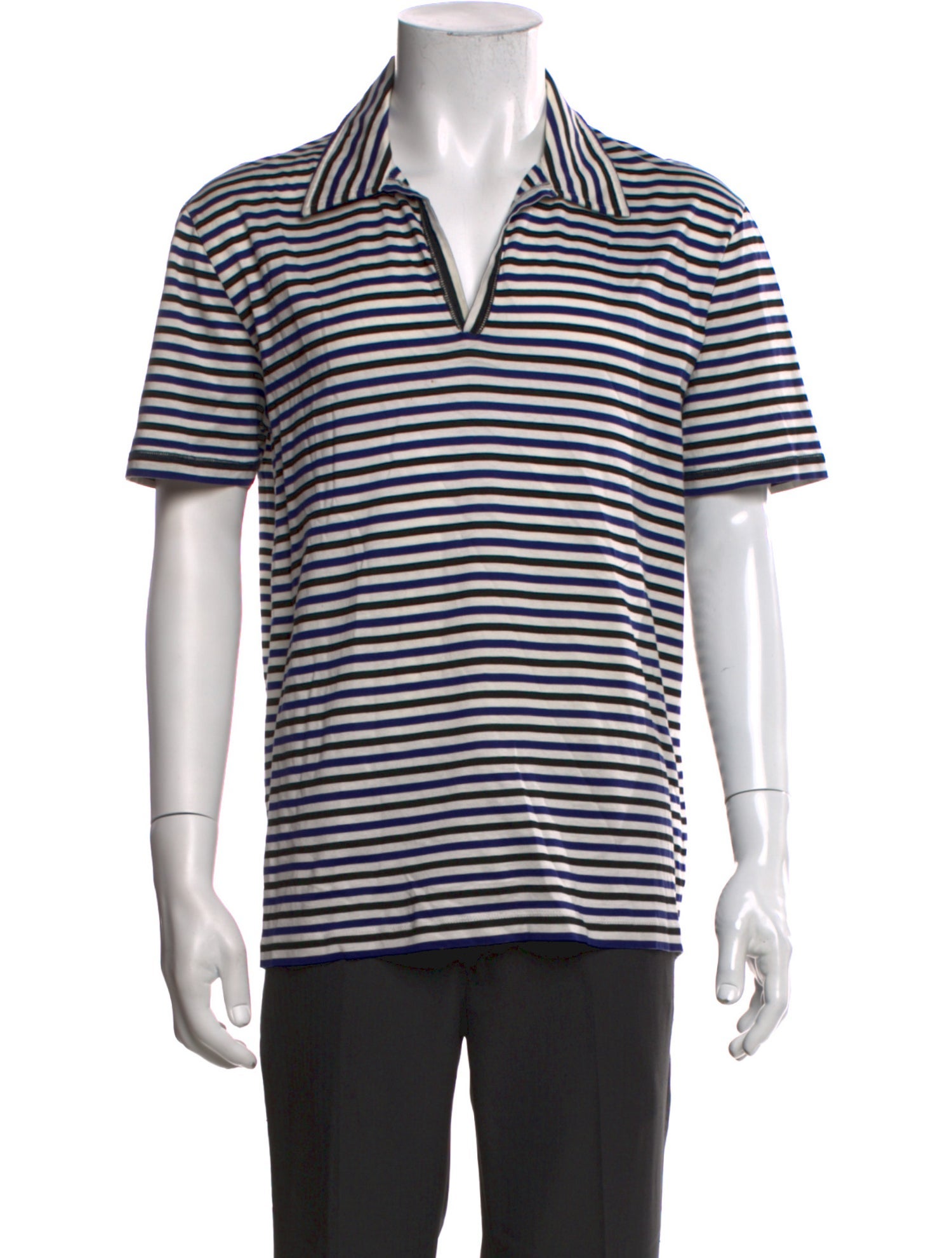 Prada 2019 Enameled Metal Triangle Polo Shirt - Black Polos
