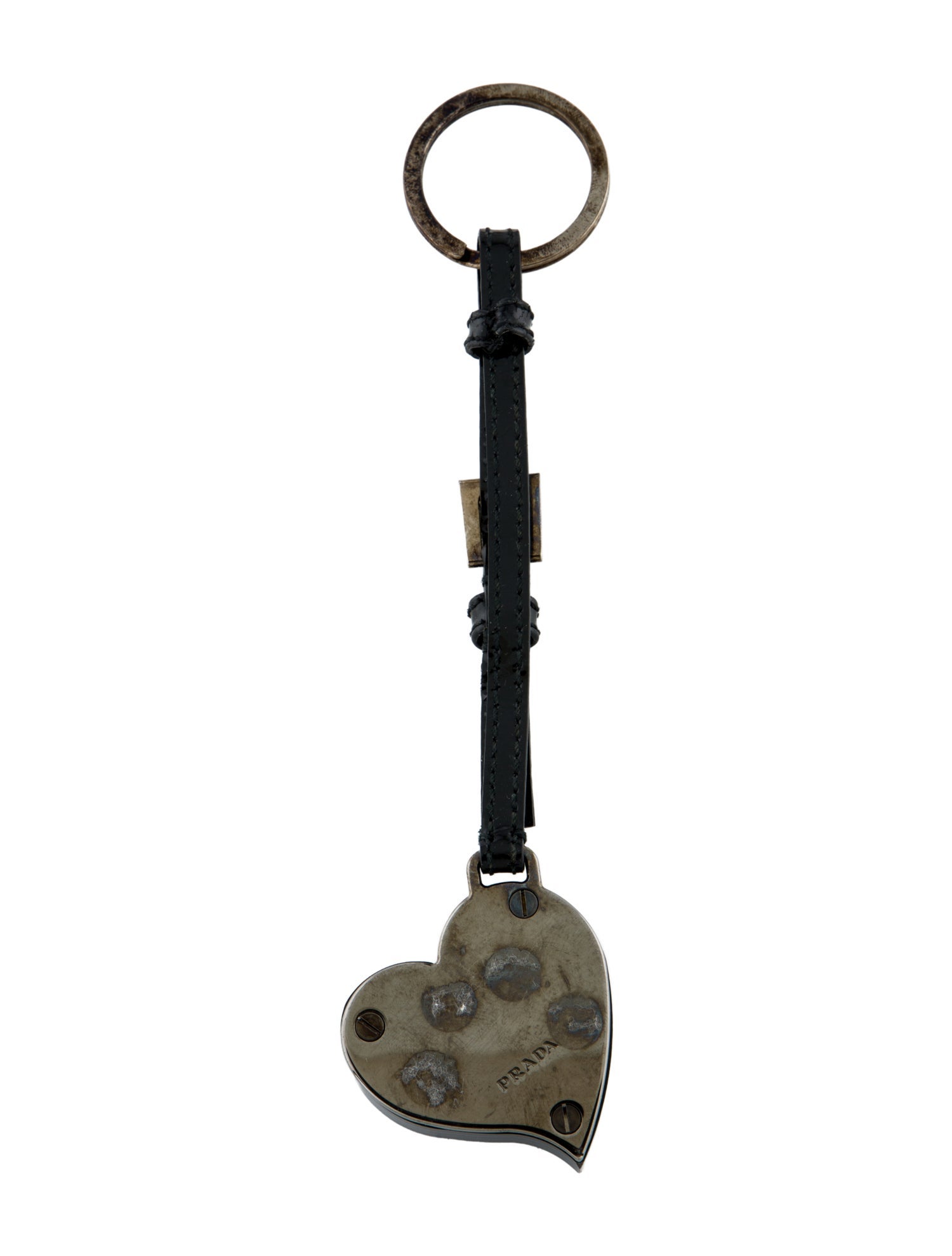 Prada Black Small Keychain w/ Metal Keyring