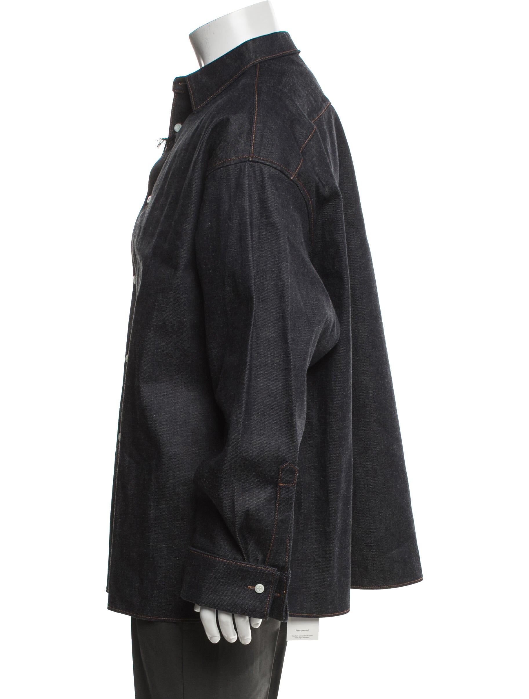 Prada 2023 Enameled Metal Triangle Denim Shirt w/ Tags