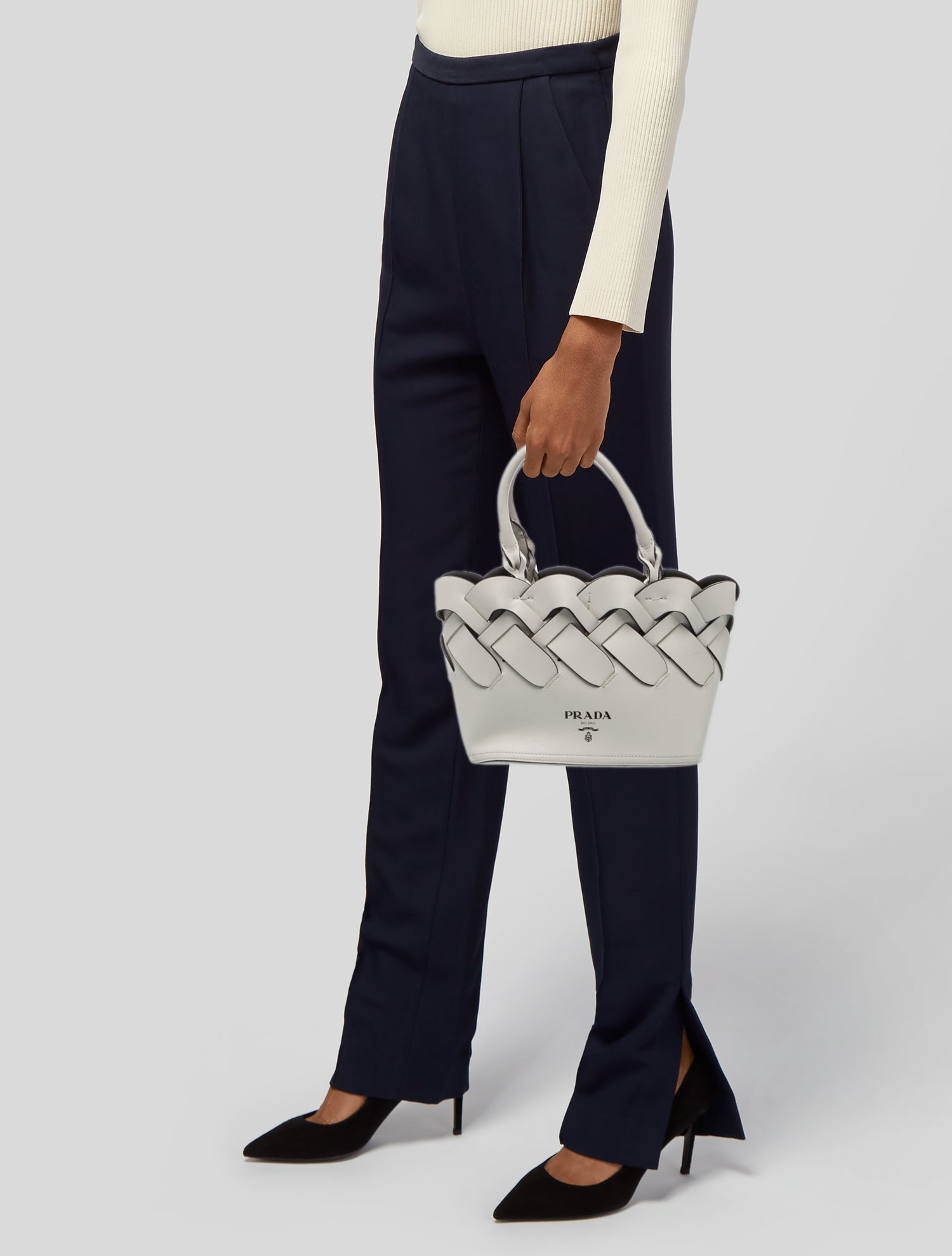 Prada Vitello Leather Top Handle Bag - White Handle Bags, Handbags