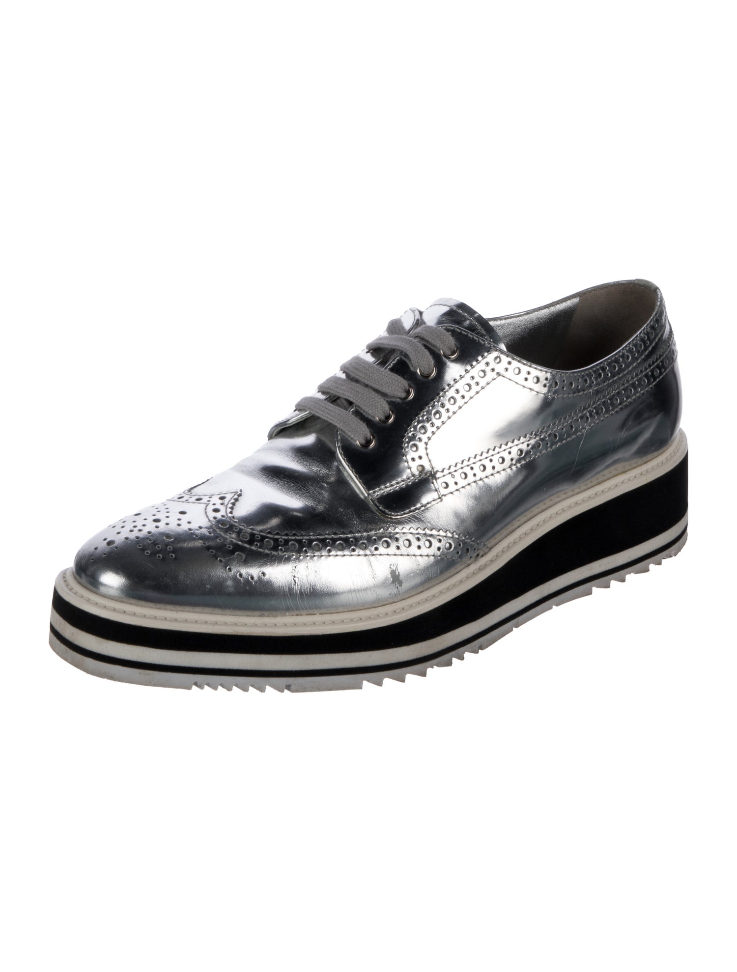 Prada Patent Leather Lasercut Accents Sneakers
