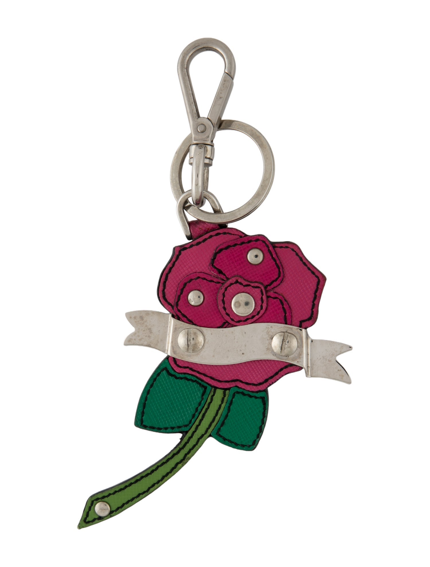 Prada Studded Traditional Rose Keychain