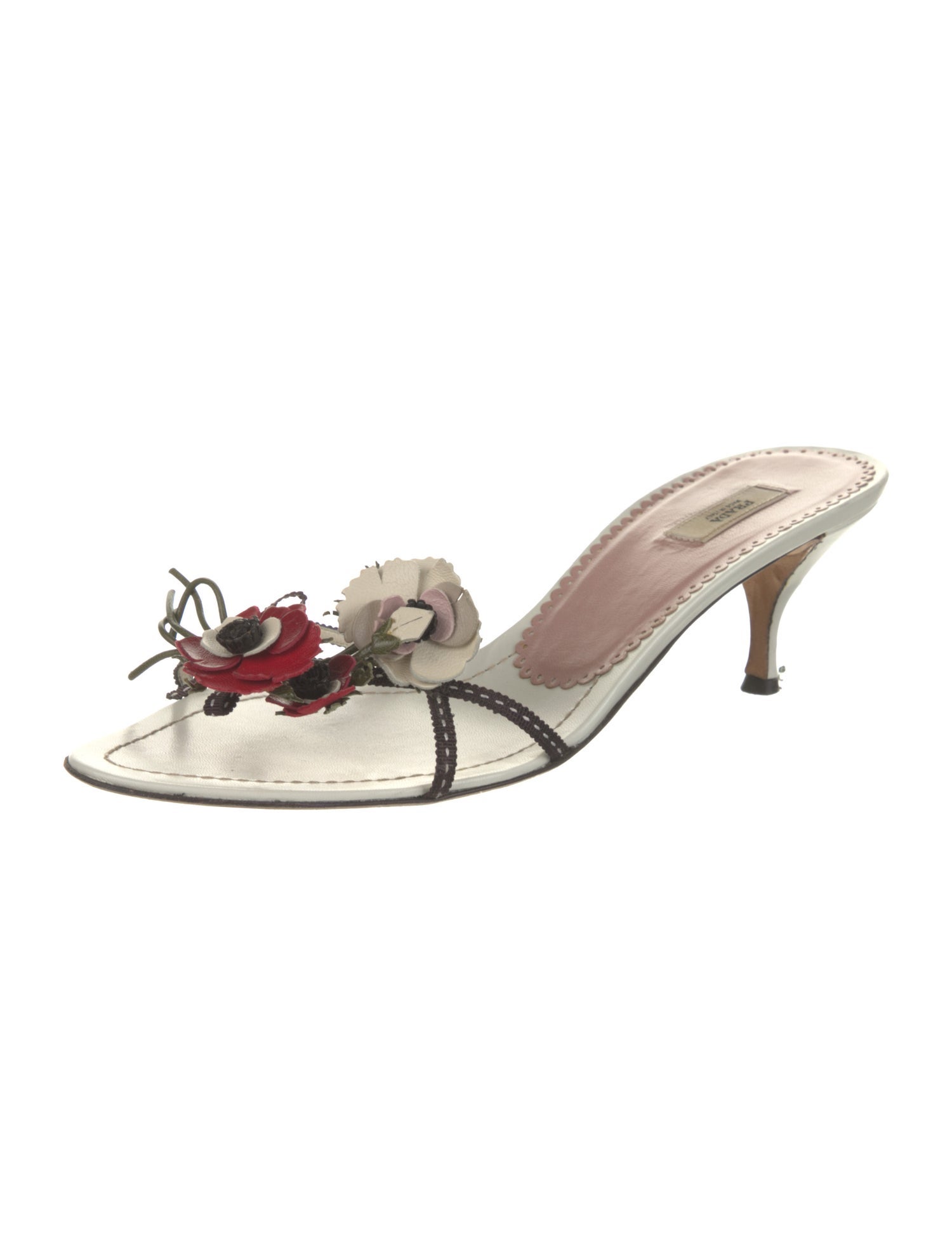 Prada Satin Embroidered Mules - Green Pumps, Shoes - PRA360019