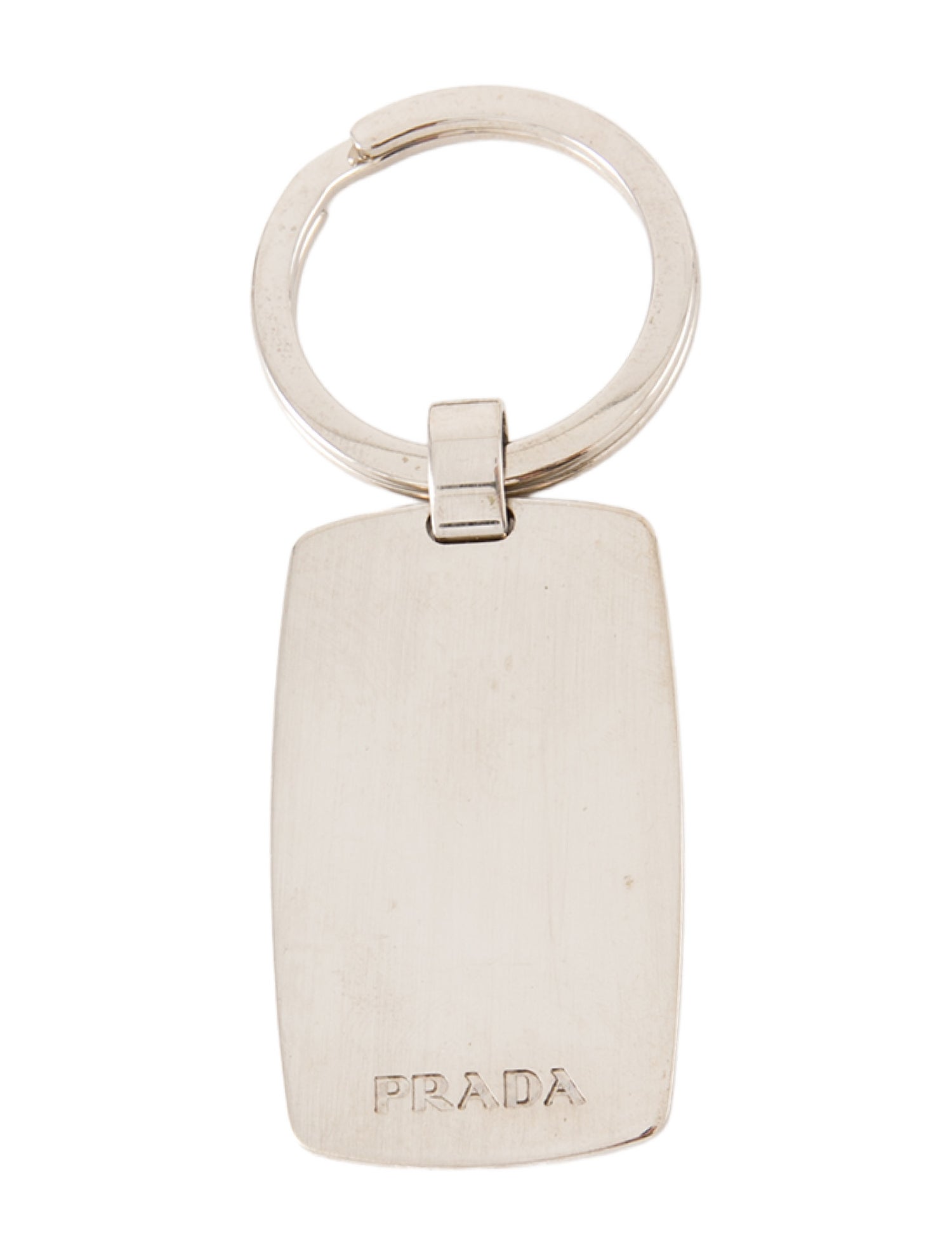 Prada Silver-Tone Metal Keychain