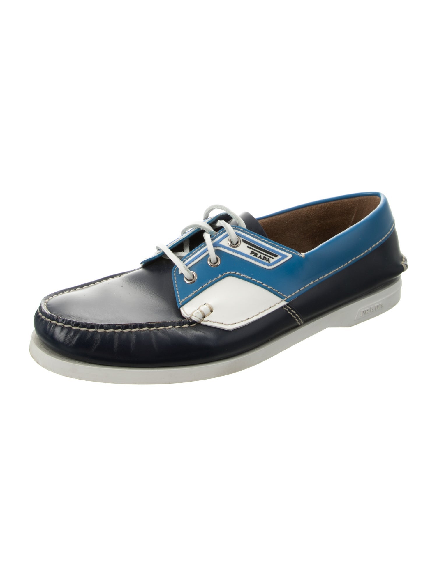 Prada Leather Colorblock Pattern Derby Shoes