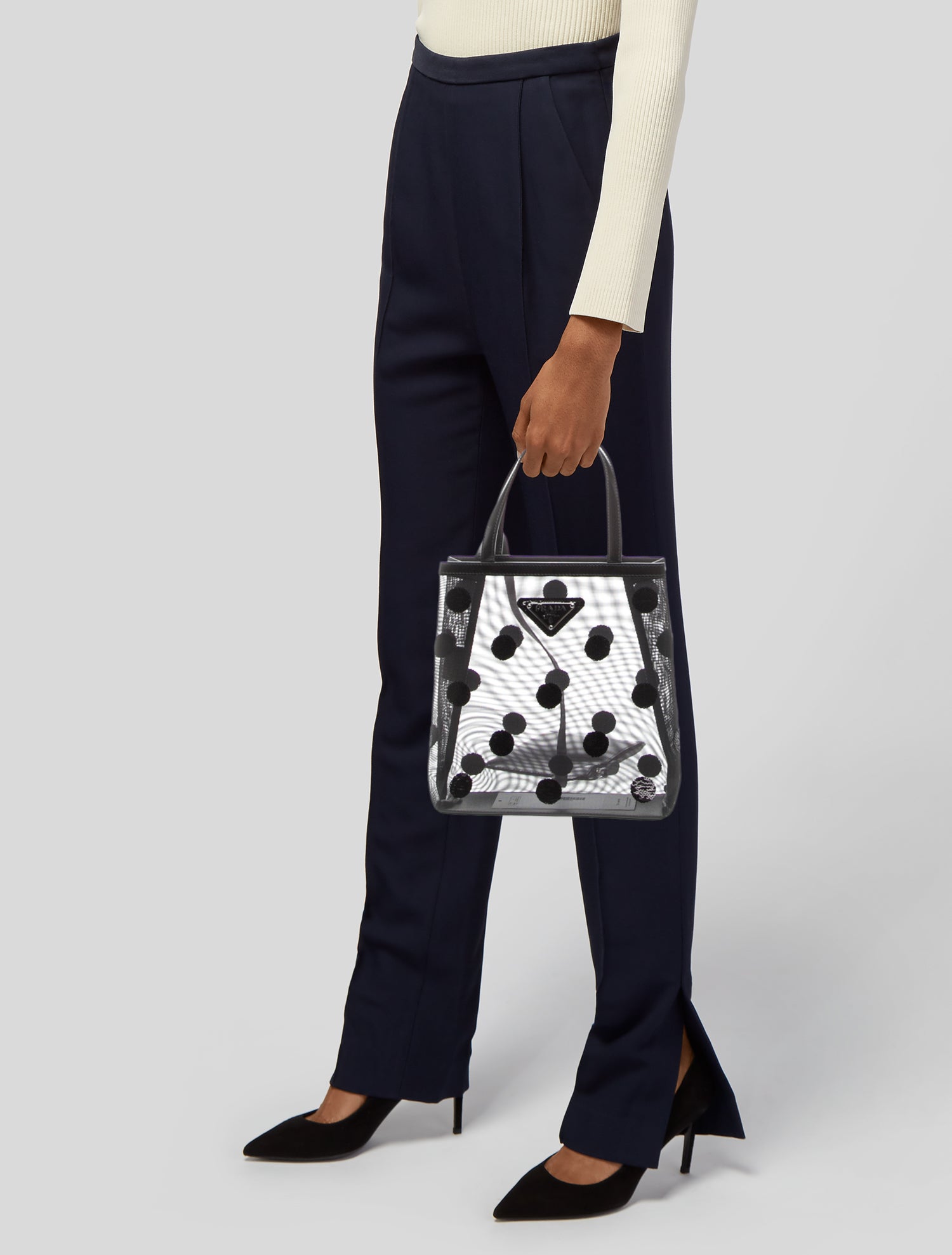 Prada Enameled Metal Triangle Top Handle Bag Small