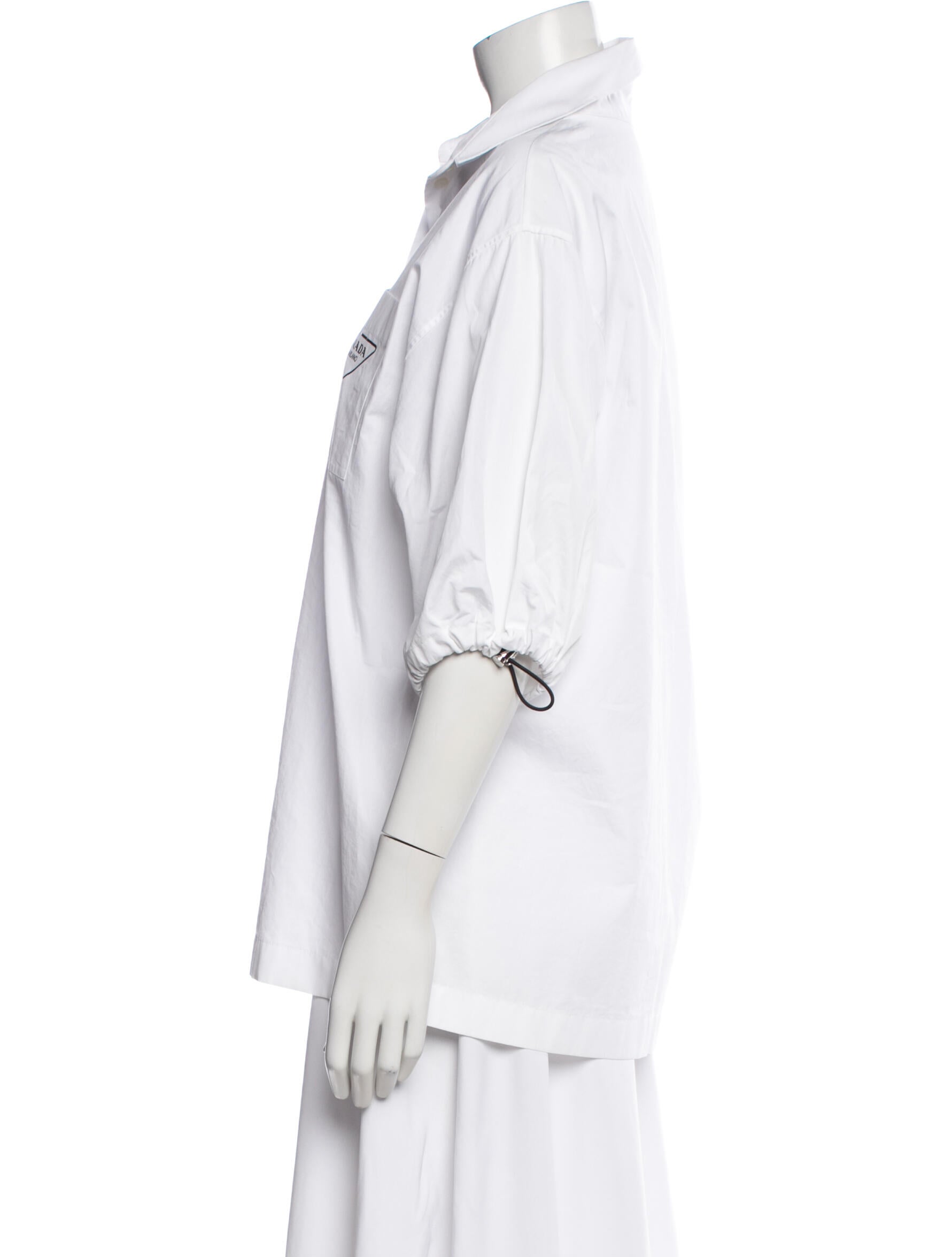 Prada 2022 Three-Quarter Sleeve Button-Up Top