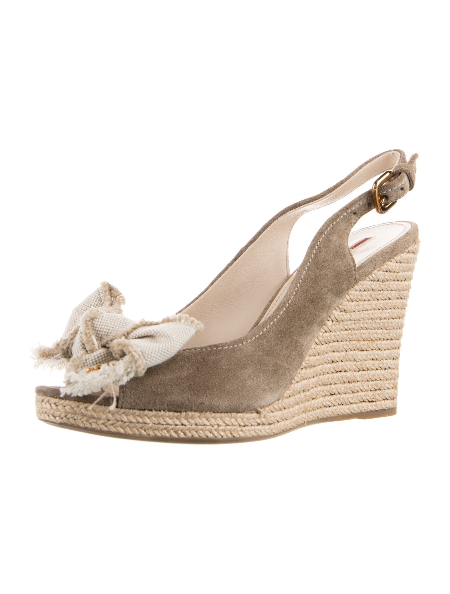 Prada Sport Suede Bow Accents Slingback Pumps