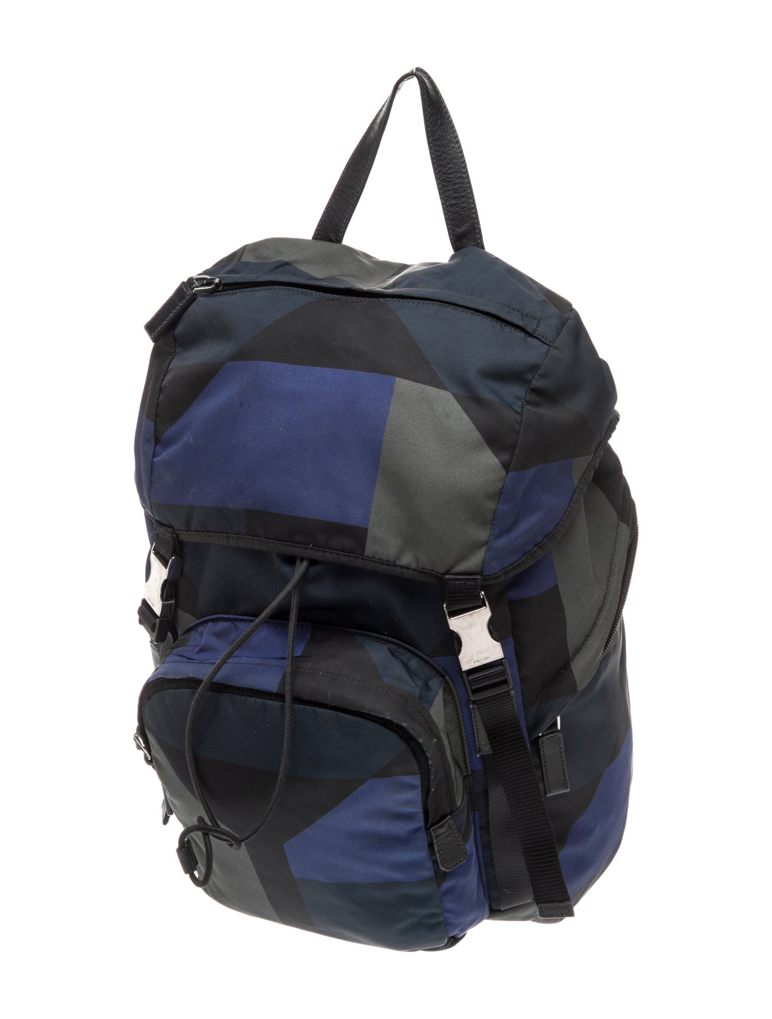 Prada Enameled Metal Triangle Backpack