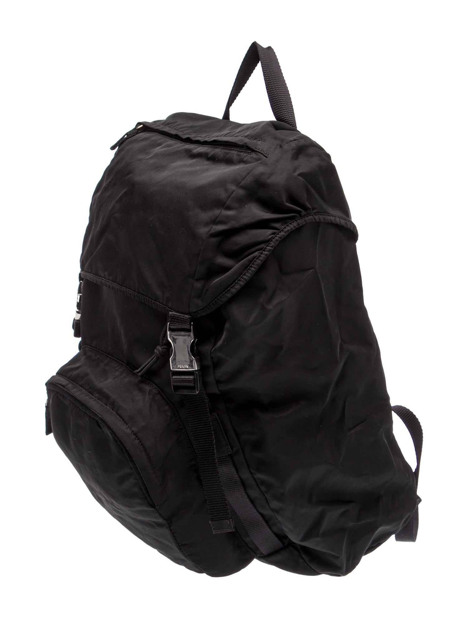 Prada Enameled Metal Triangle Backpack