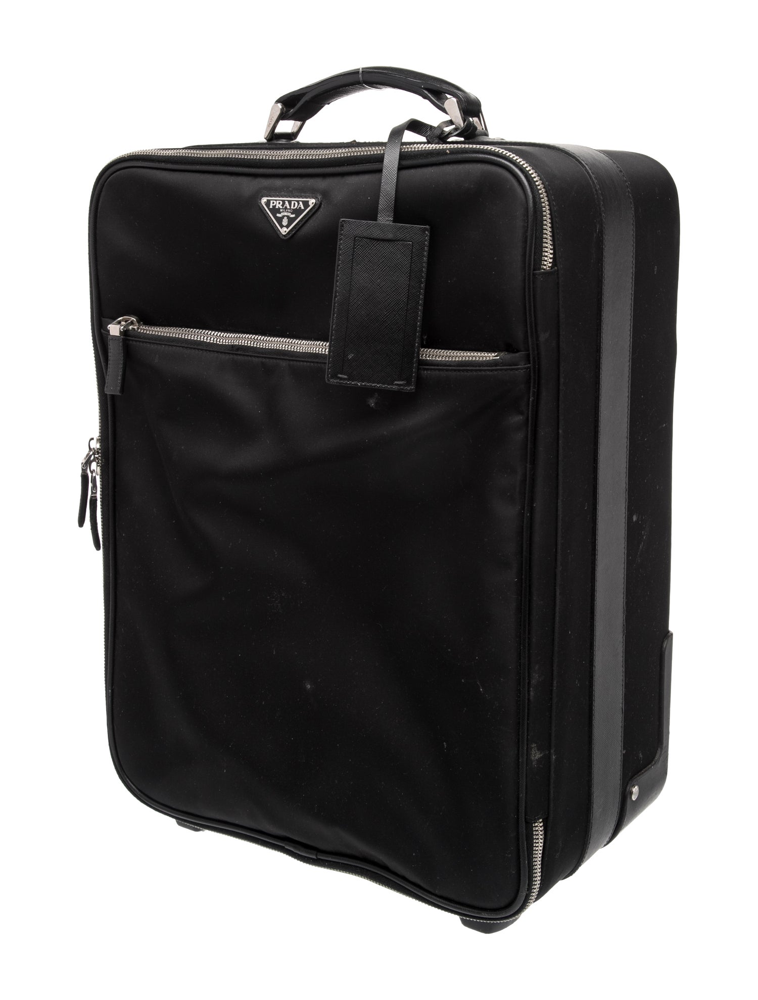 Prada Tessuto Saffiano-Trimmed Rolling Suitcase