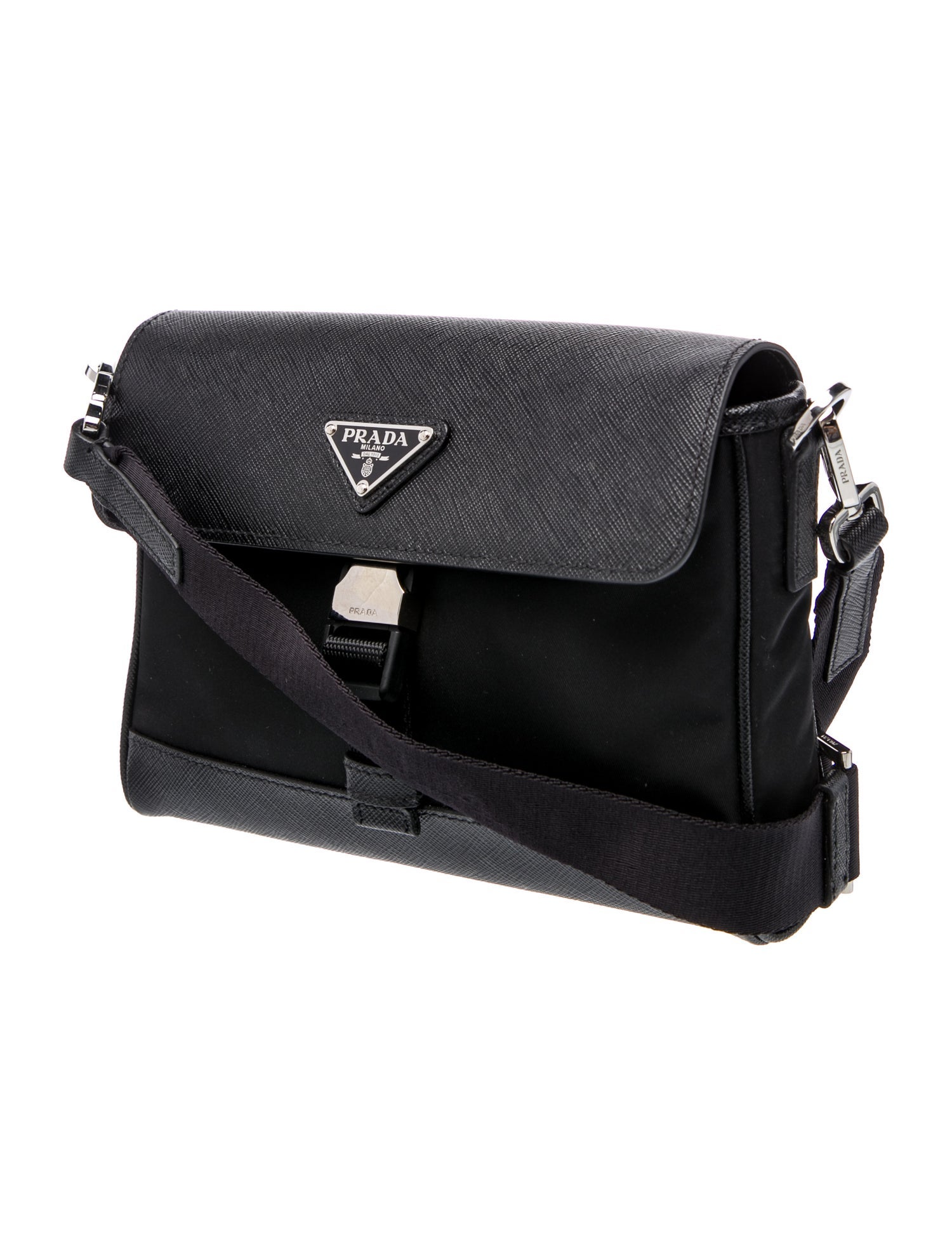 Prada Enameled Metal Triangle Crossbody Bag