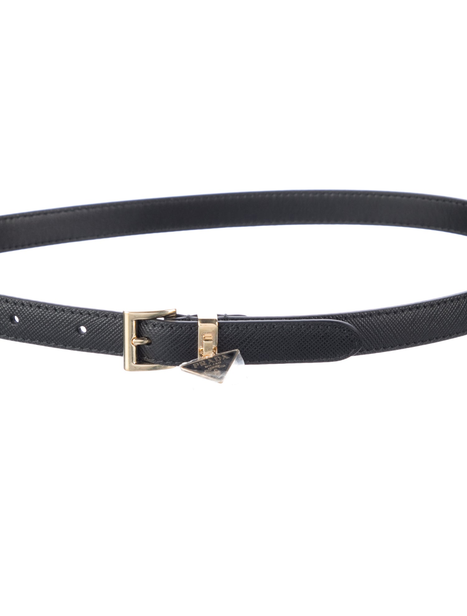Prada Saffiano Cuir Leather Triangle Charm Belt