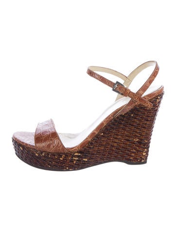 Prada Embossed Wedge Sandals