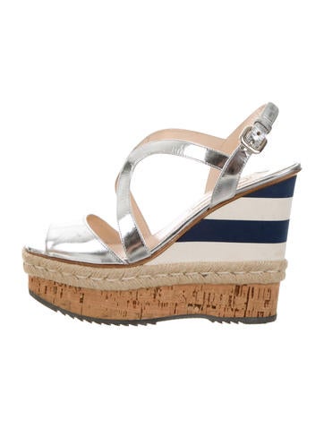 Prada Metallic Wedge Sandals