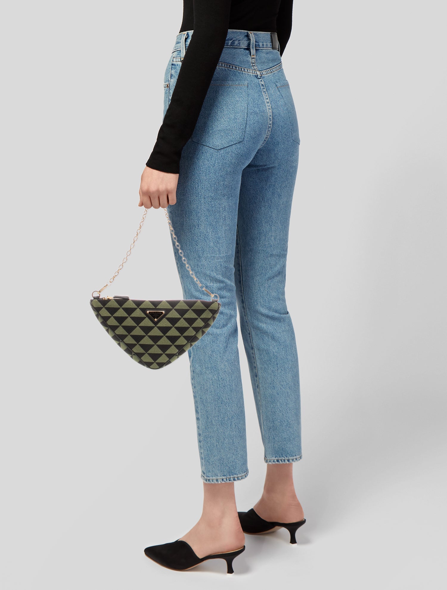Prada Enameled Metal Triangle Triangle