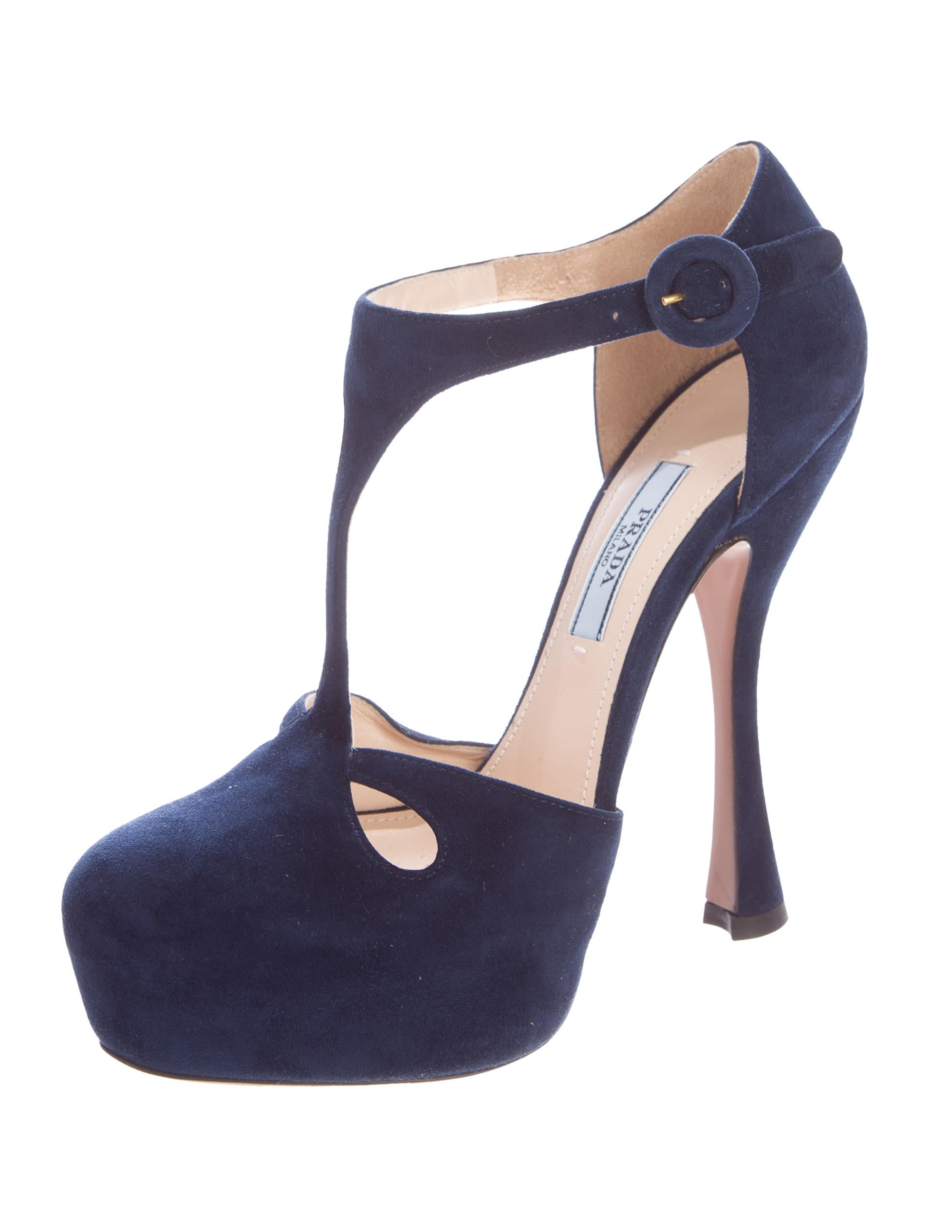 Prada Suede T-Strap Pumps