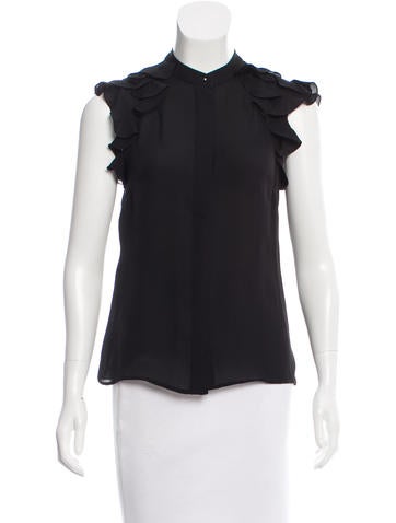 Prada Silk Ruffle-Trimmed Top