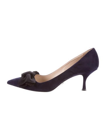 Prada Bow-Accented Suede Pumps