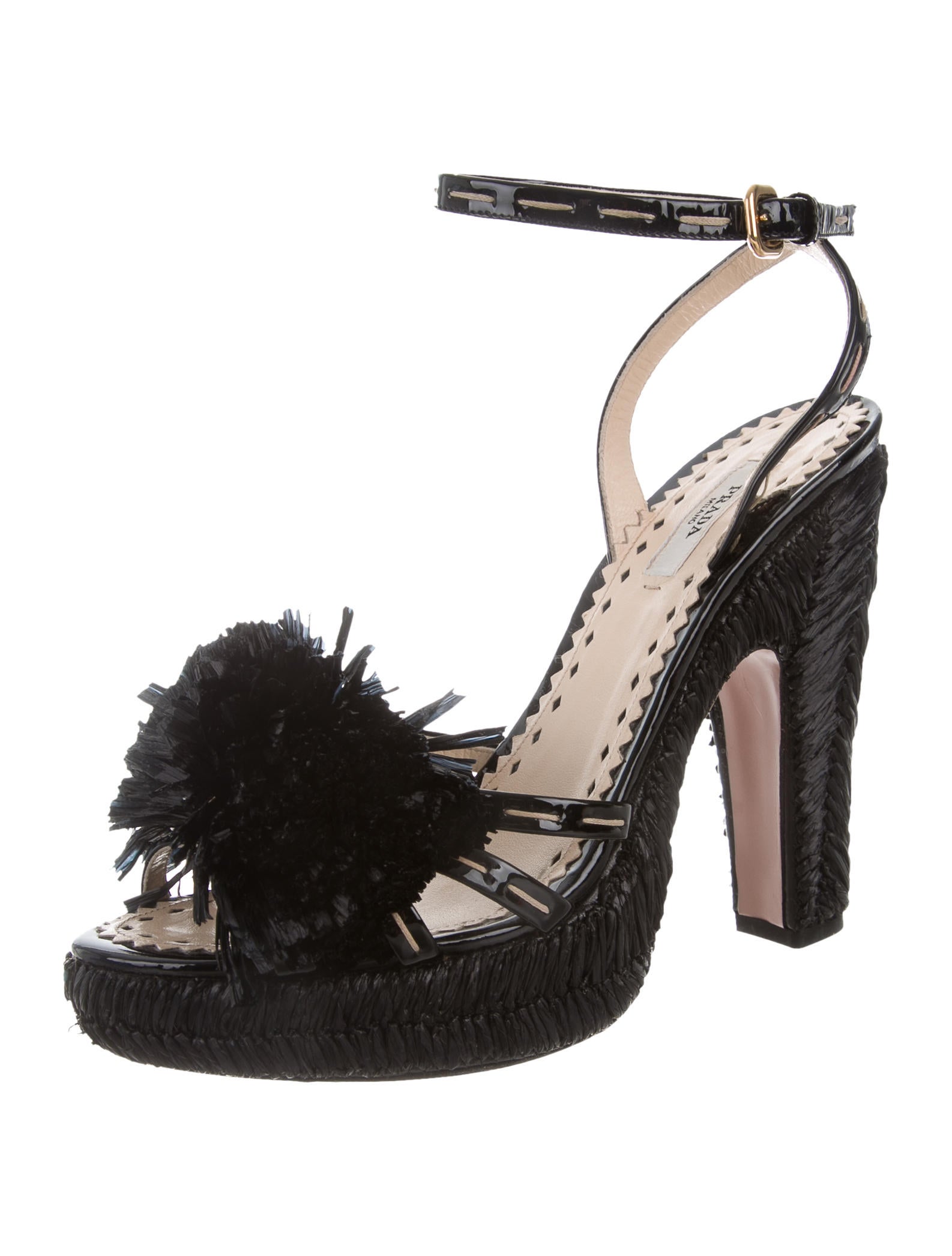 Prada Raffia Platform Sandals