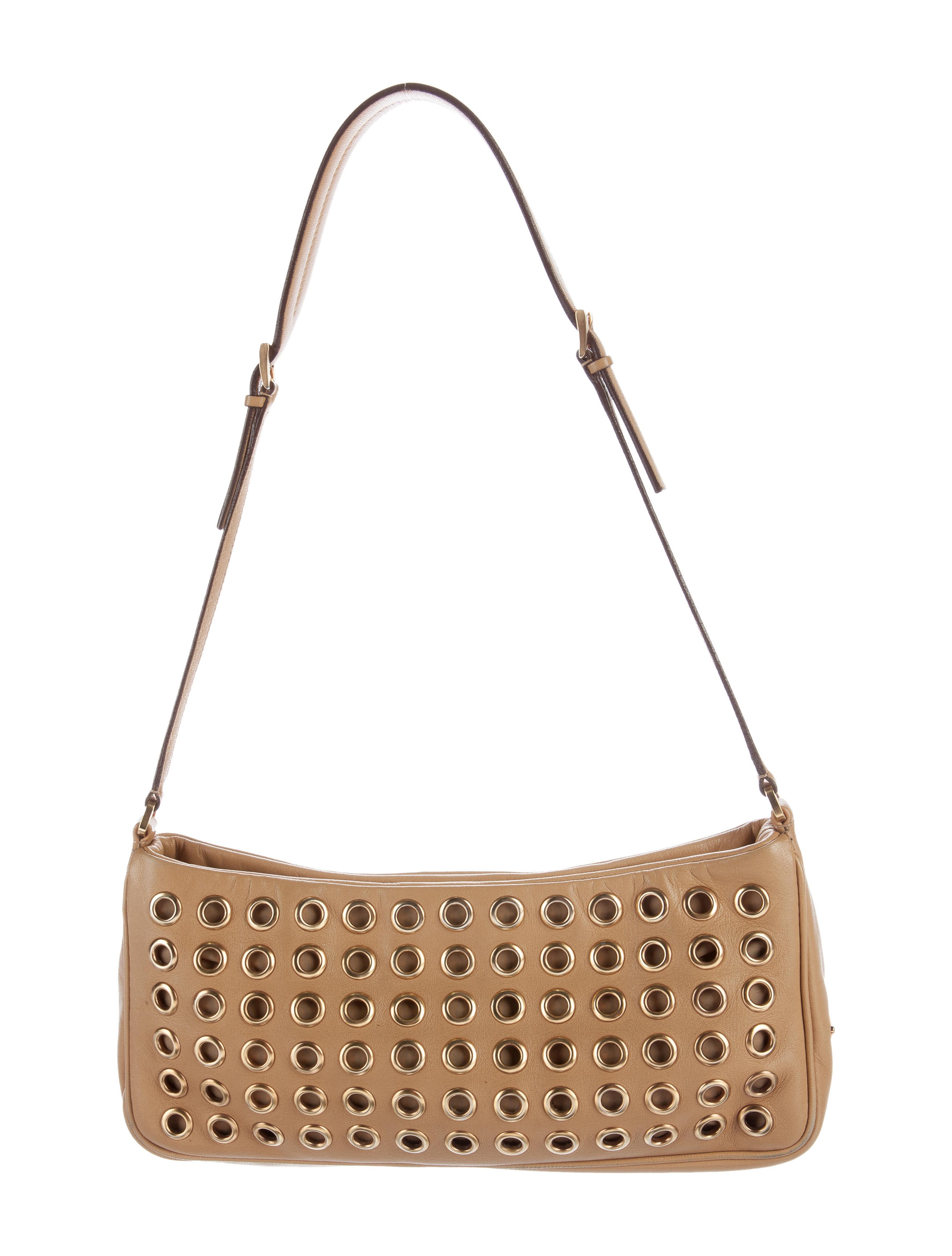 Prada Nappa Grommet Shoulder Bag Handbags PRA134035 The RealReal