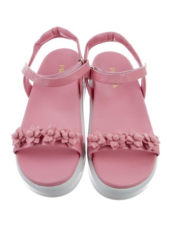 Prada 2017 Floral-Embellished Flatform Sandals