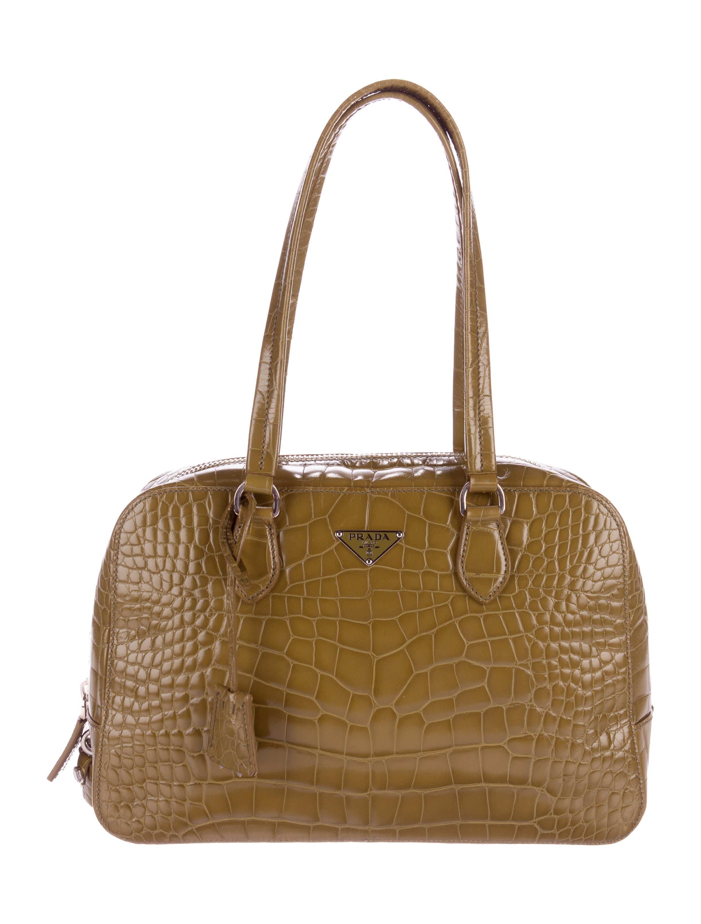Prada Crocodile Shoulder Bag Green Shoulder Bags, Handbags