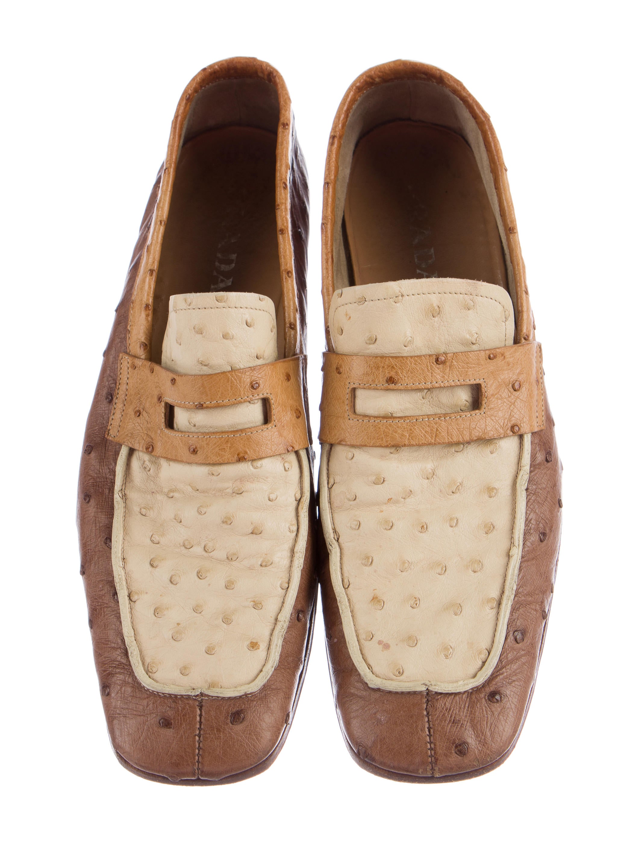Prada Ostrich Penny Loafers Shoes PRA138505 The RealReal