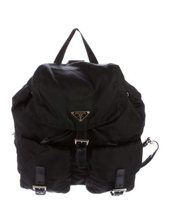 Prada Leather-Trimmed Tessuto Backpack