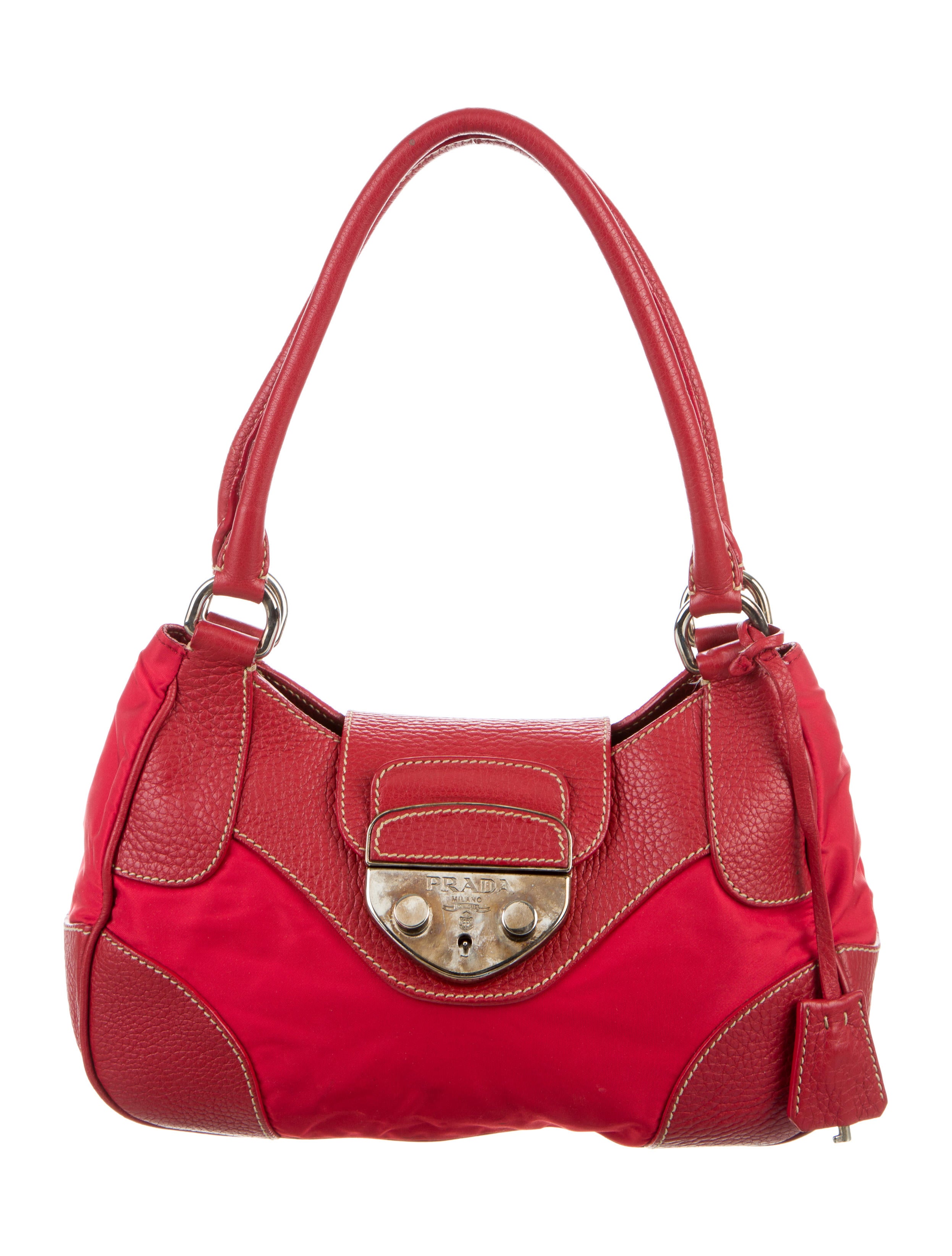 Prada LeatherTrimmed Tessuto Shoulder Bag Handbags PRA150638 The