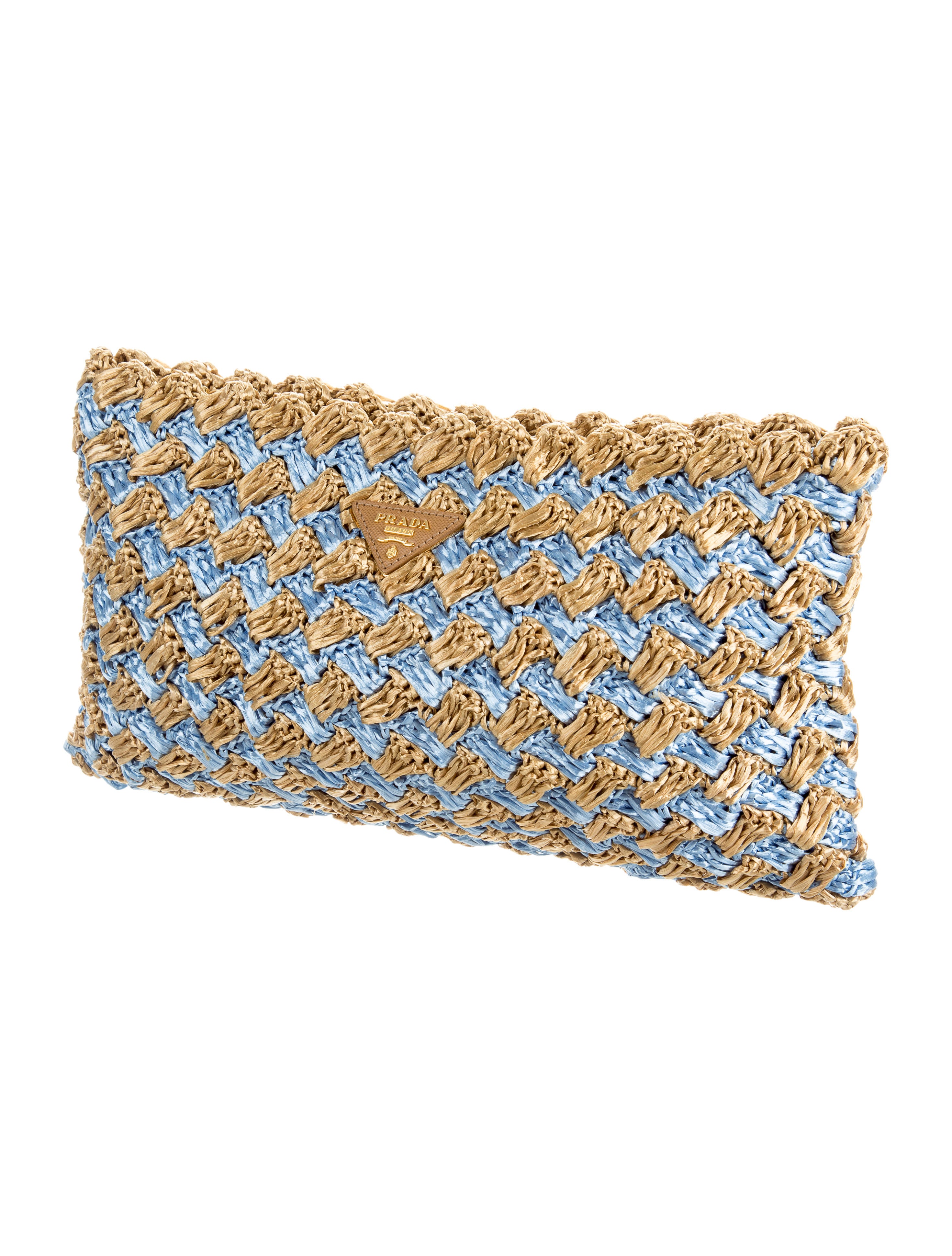 Prada Raffia Crochet Clutch Handbags PRA153005 The RealReal