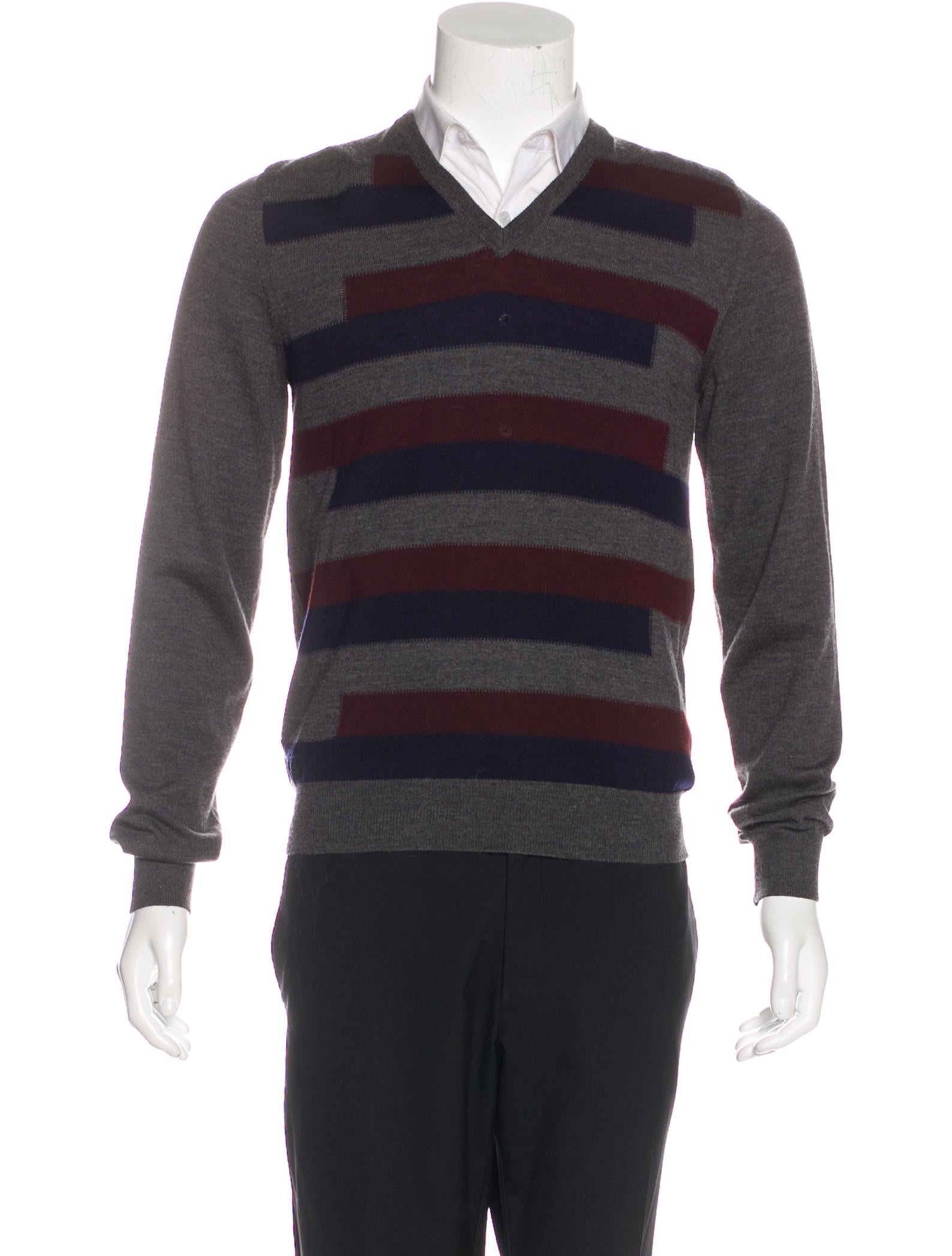 prada striped v neck sweater clothing pra154108 the realreal prada striped v neck sweater clothing pra154108 the realreal