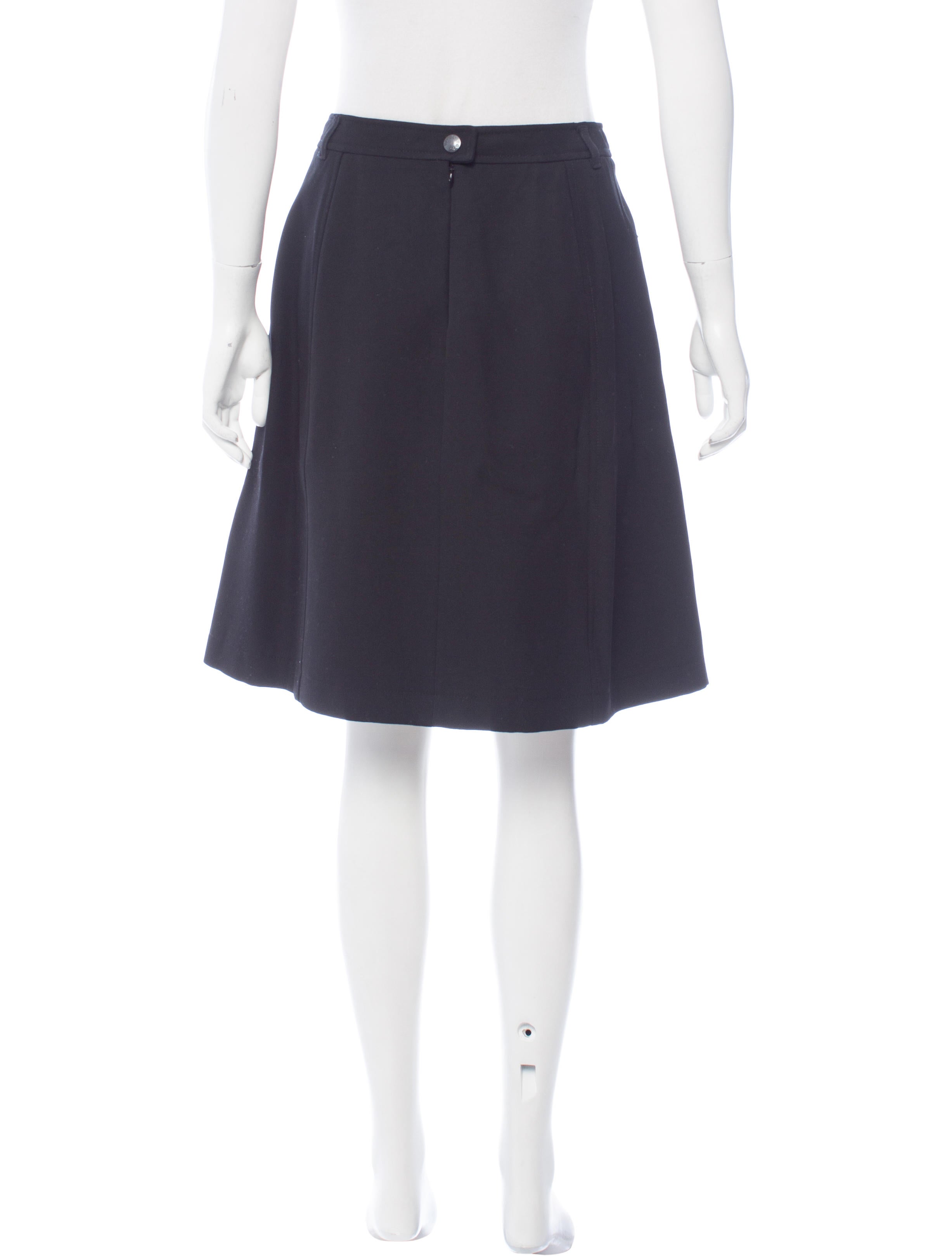 black wool knee length skirt
