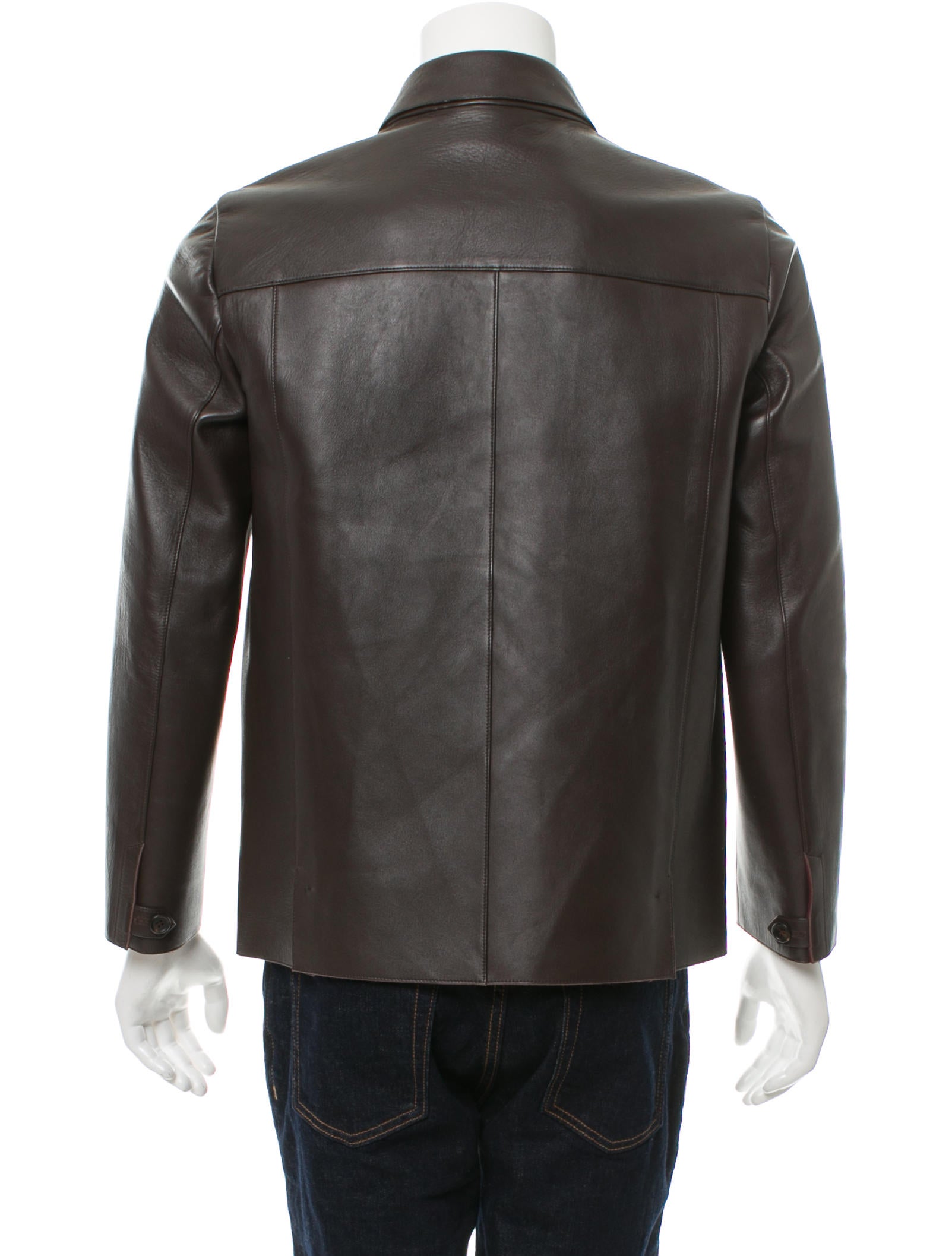 brown leather zip up jacket