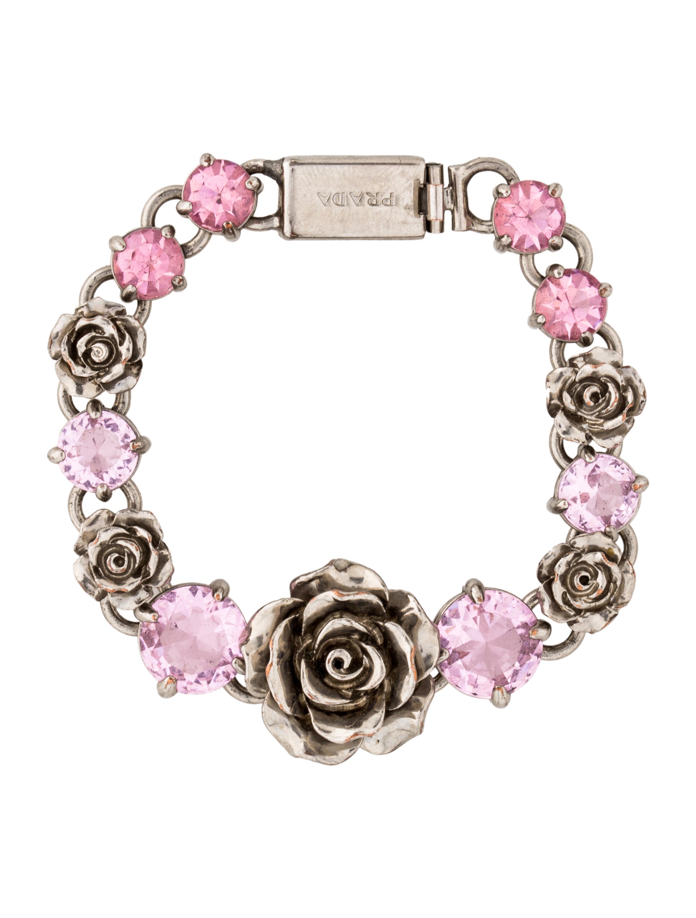 Prada Crystal & Flower Link Bracelet Bracelets PRA158394 The RealReal
