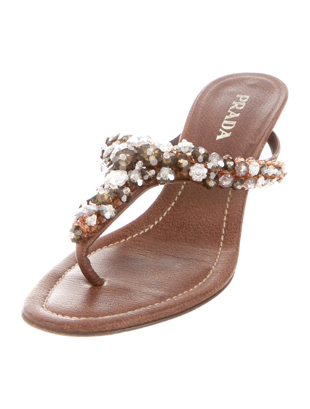 Prada Embellished Thong Sandals - Shoes - PRA161157 | The RealReal