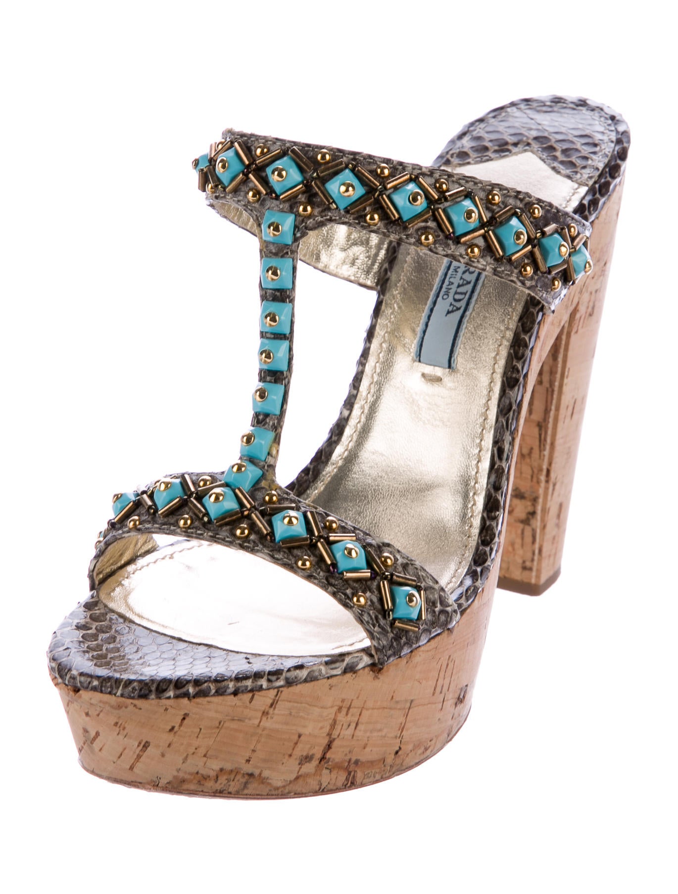 Prada Snakeskin Platform Sandals - Shoes - PRA164159 | The