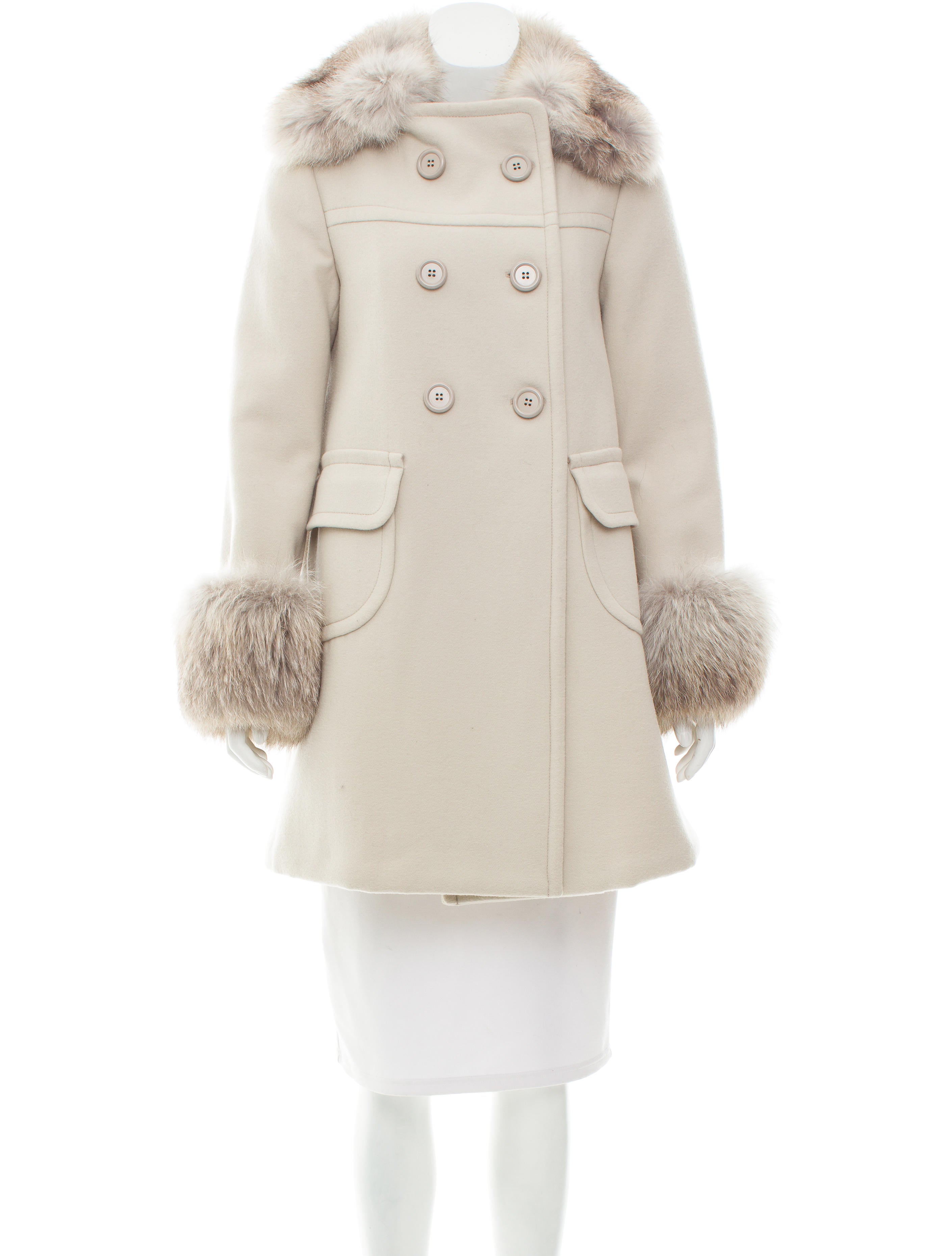 Prada Fur Trimmed Wool Coat