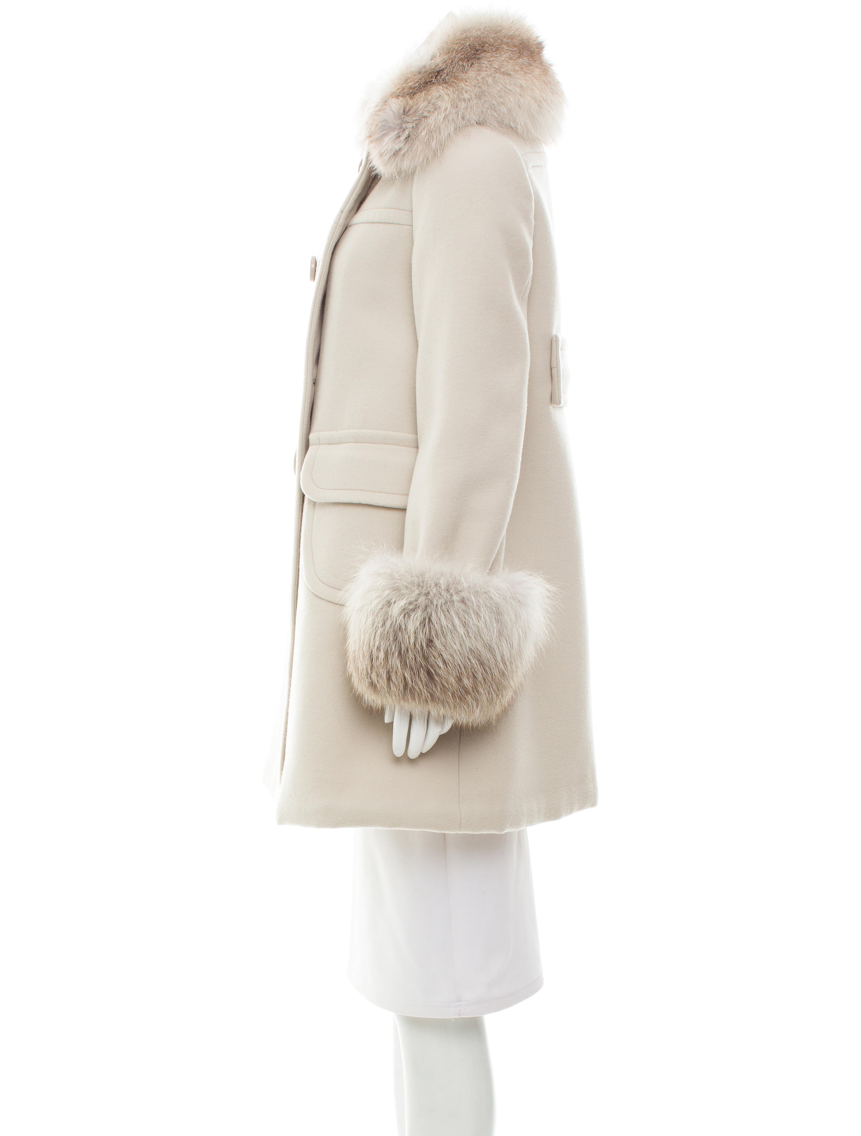 Prada Fur Trimmed Wool Coat