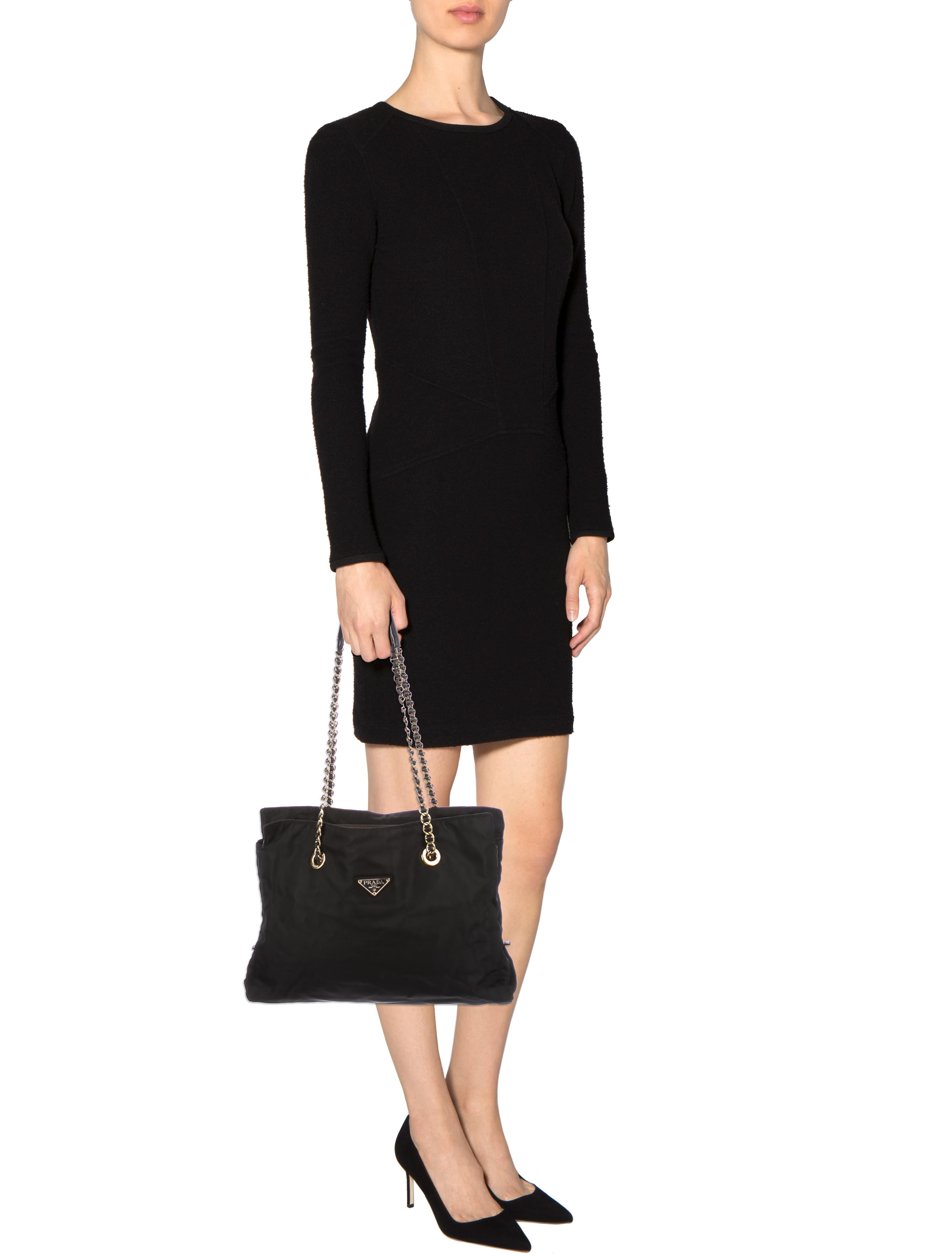 Prada Tessuto Acciaio Tote - Black Shoulder Bags, Handbags
