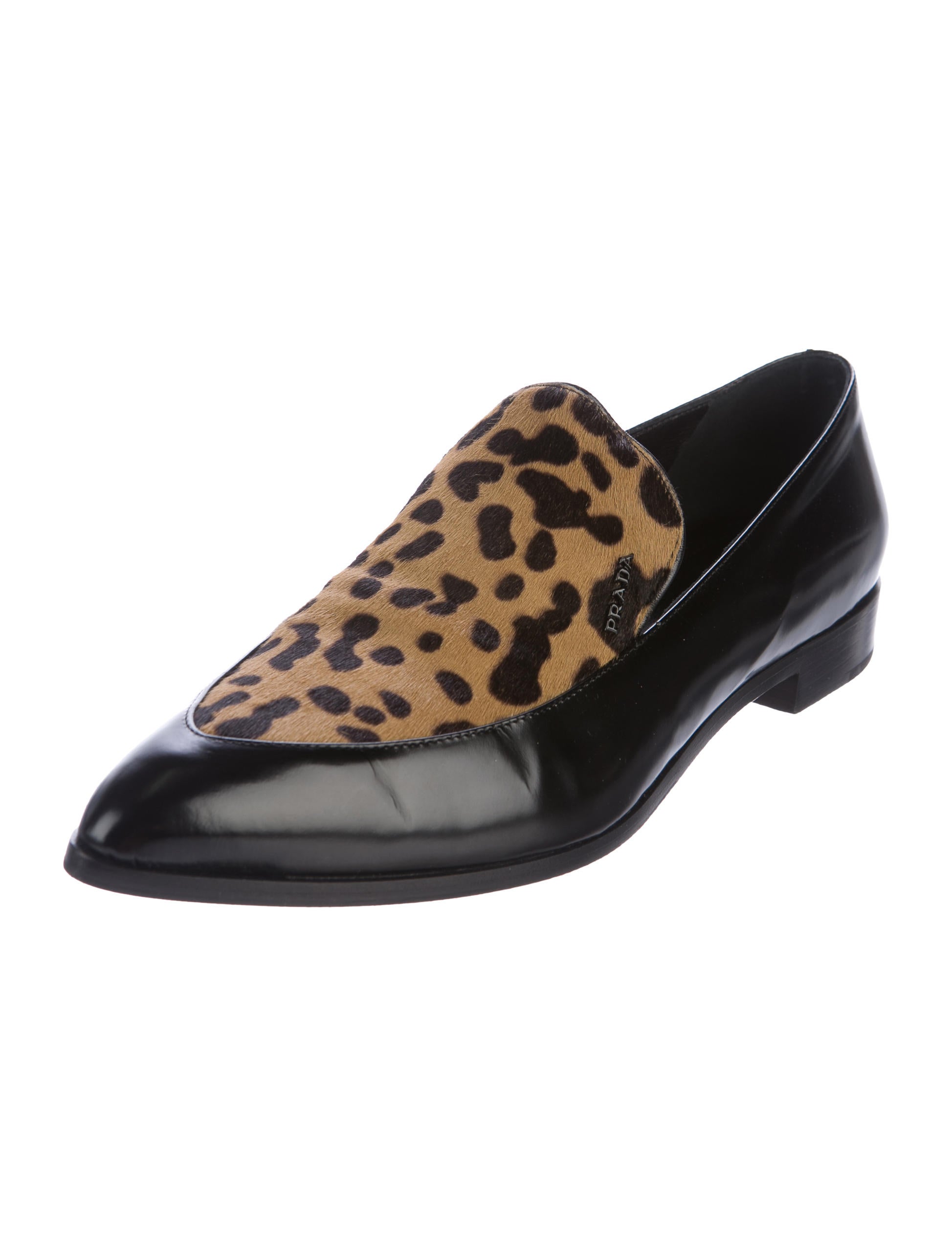 Prada Leopard Print Leather Loafers