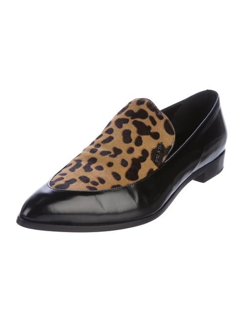 Prada Leopard Print Leather Loafers