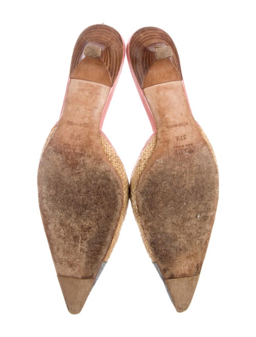 Prada Pointed-Toe Raffia Mules