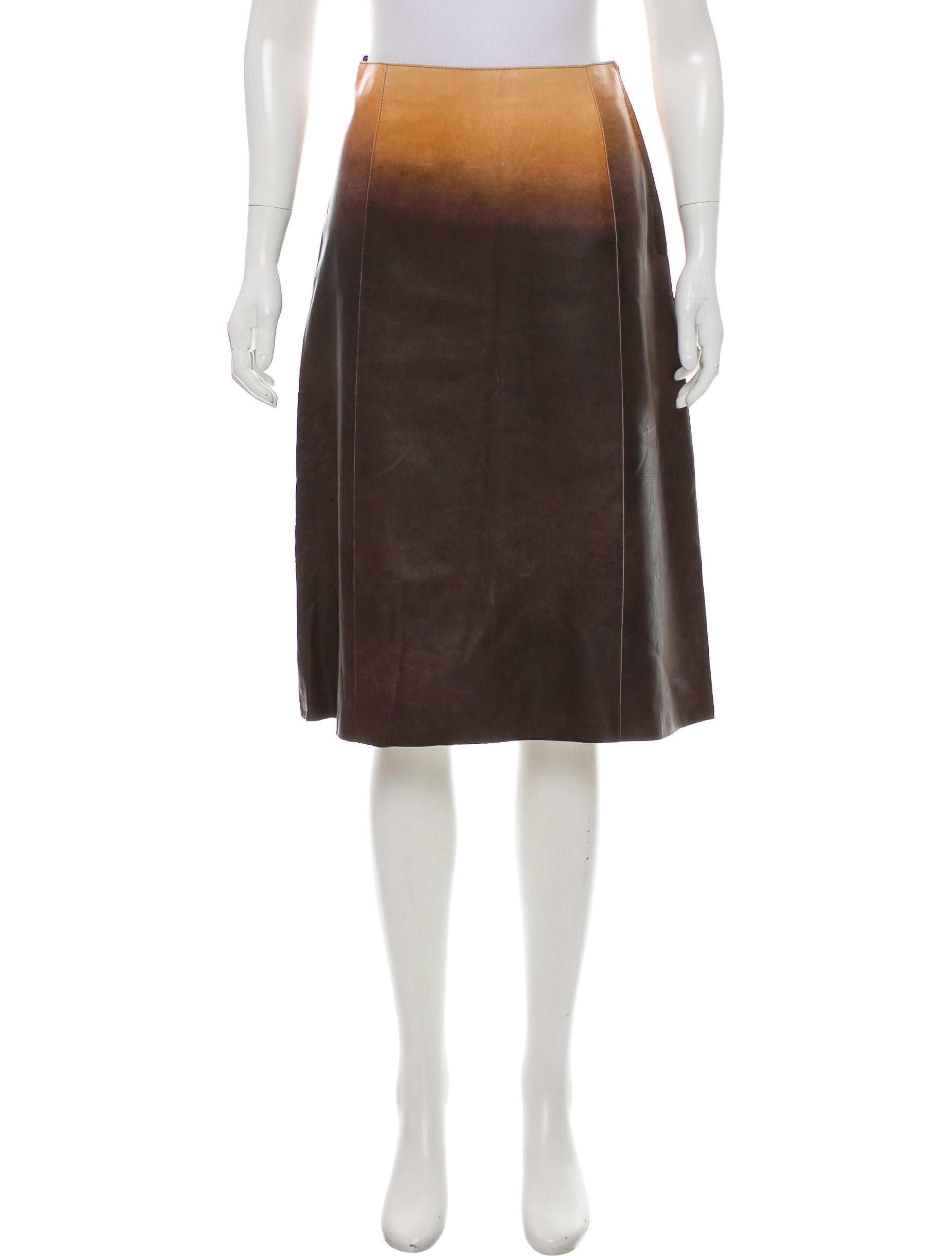 Prada Ombré Leather Skirt - Brown Skirts, Clothing
