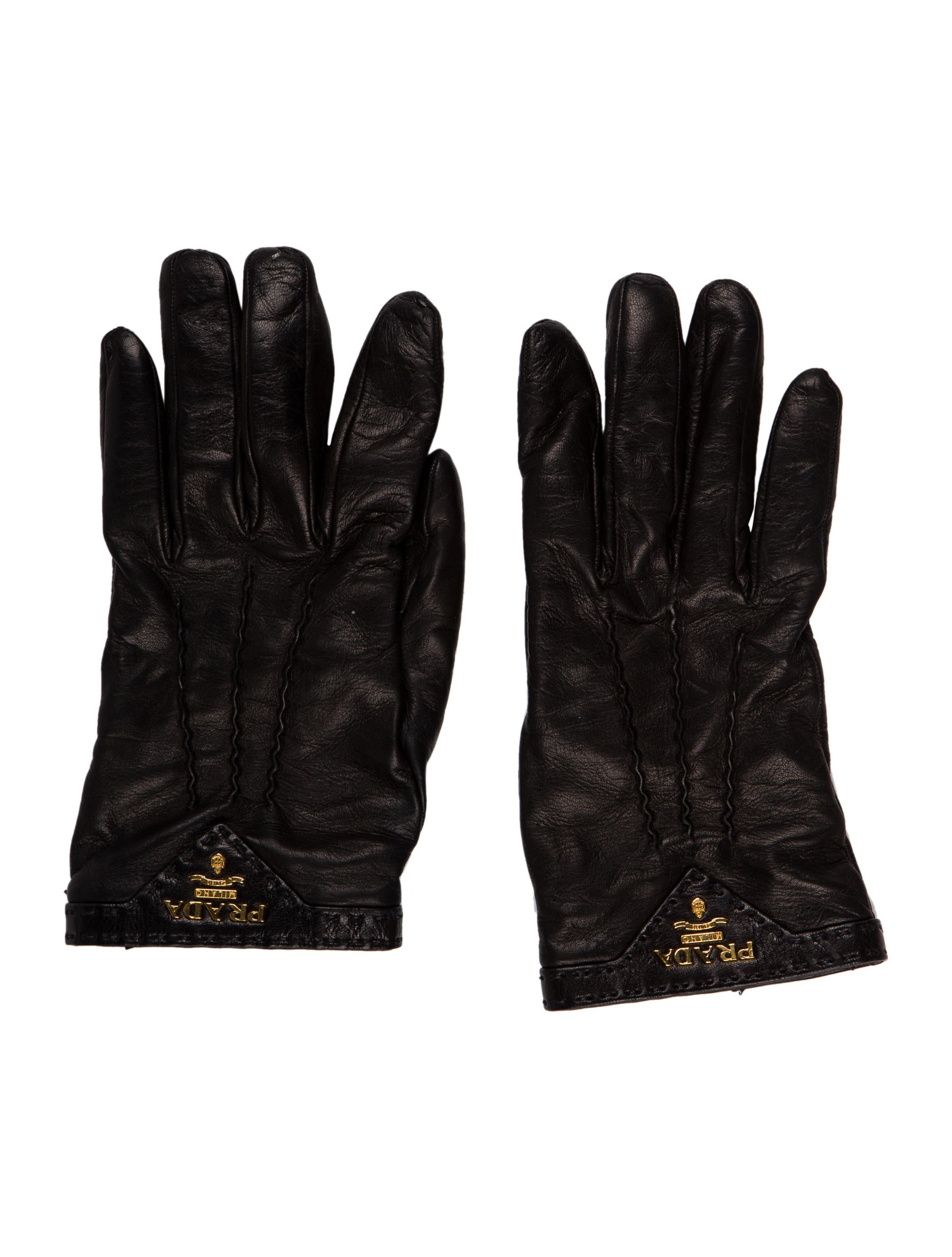 Prada Leather Logo Gloves