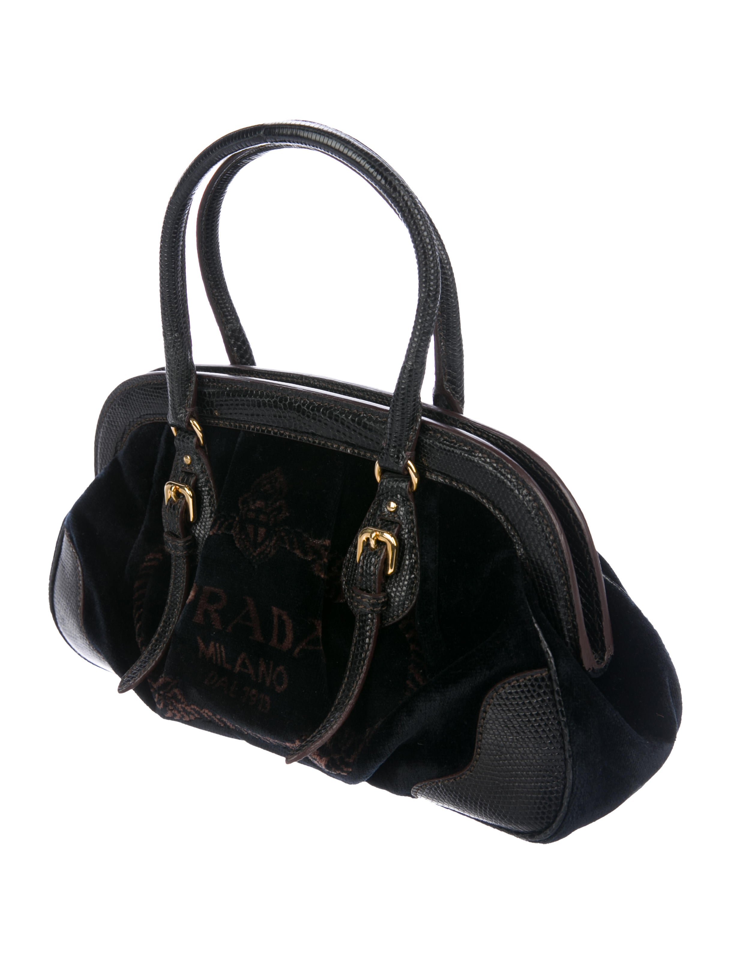 Prada LizardTrimmed Velvet Frame Bag Handbags PRA228000 The RealReal
