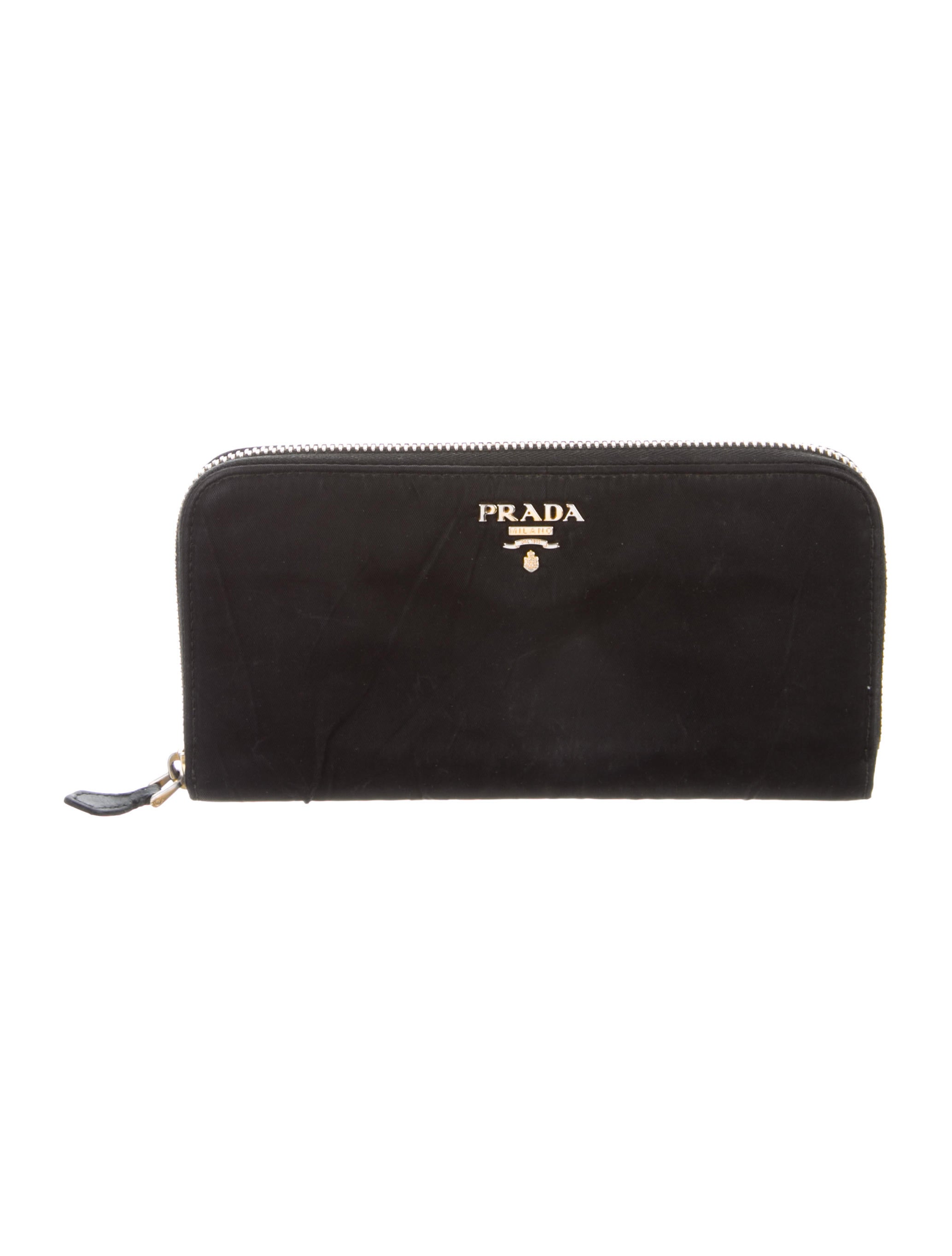 prada nylon zip around wallet